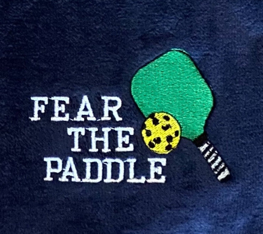 Personalized Pickleball Towel – Navy Embroidered - Fear The Paddle Pickleball Gift