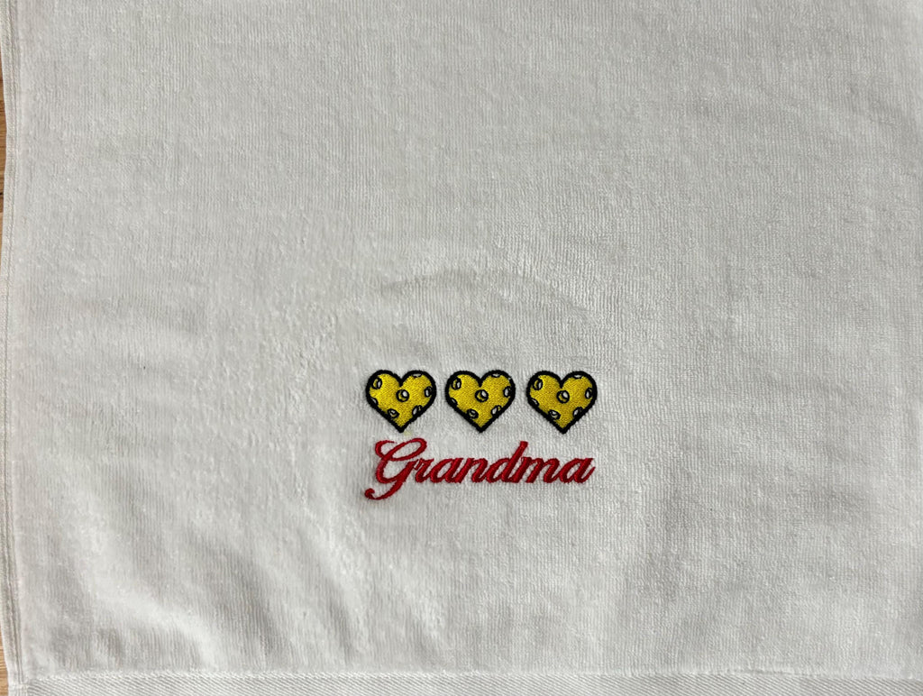 Pickleball Mom or Grandma Towel – Personalized Embroidered Pickleball Gift