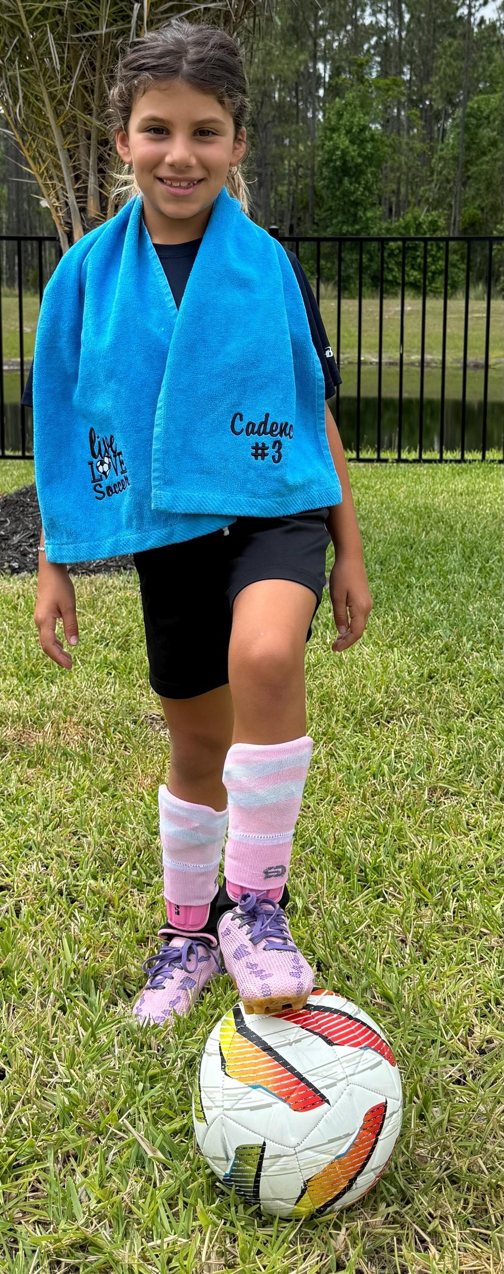 Personalized Embroidered Soccer Towel: Custom Name & Number, Soft Cotton