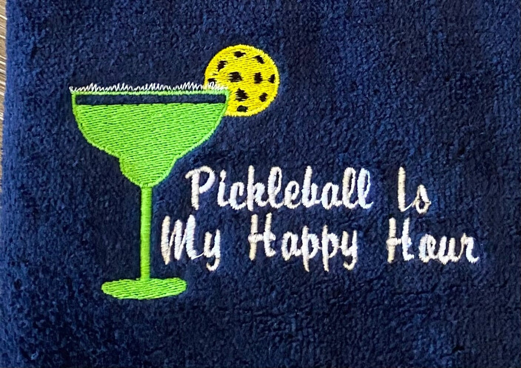 Pickleball is my happy hour – Personalized Pickleball Towel