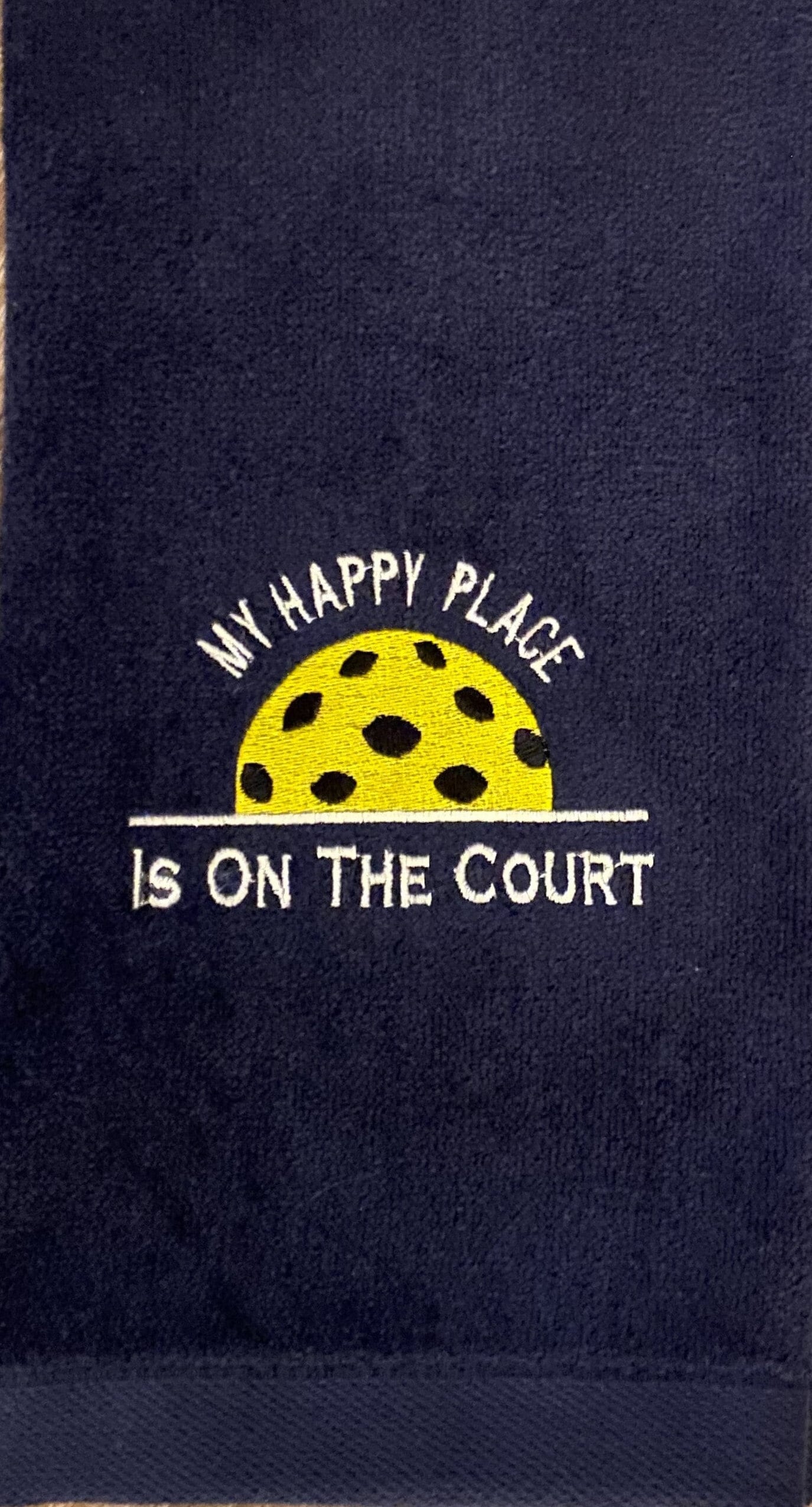 Personalized Pickleball Towel | Embroidered Cotton Sports Gift |My Happy Place is on the Court