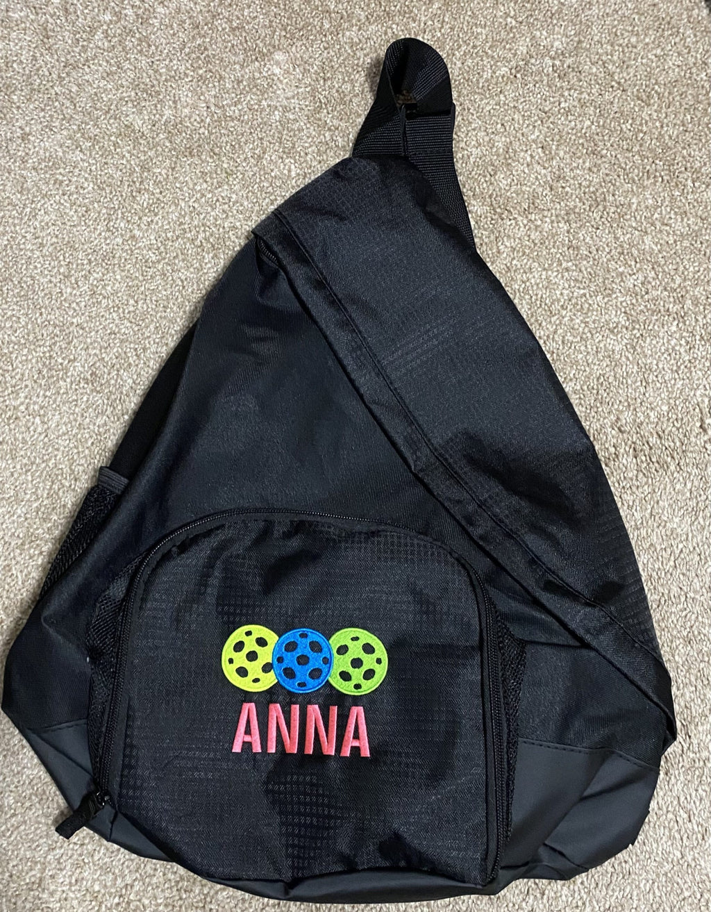 Custom Embroidered Pickleball Sling Bag: Polyester Canvas Backpack