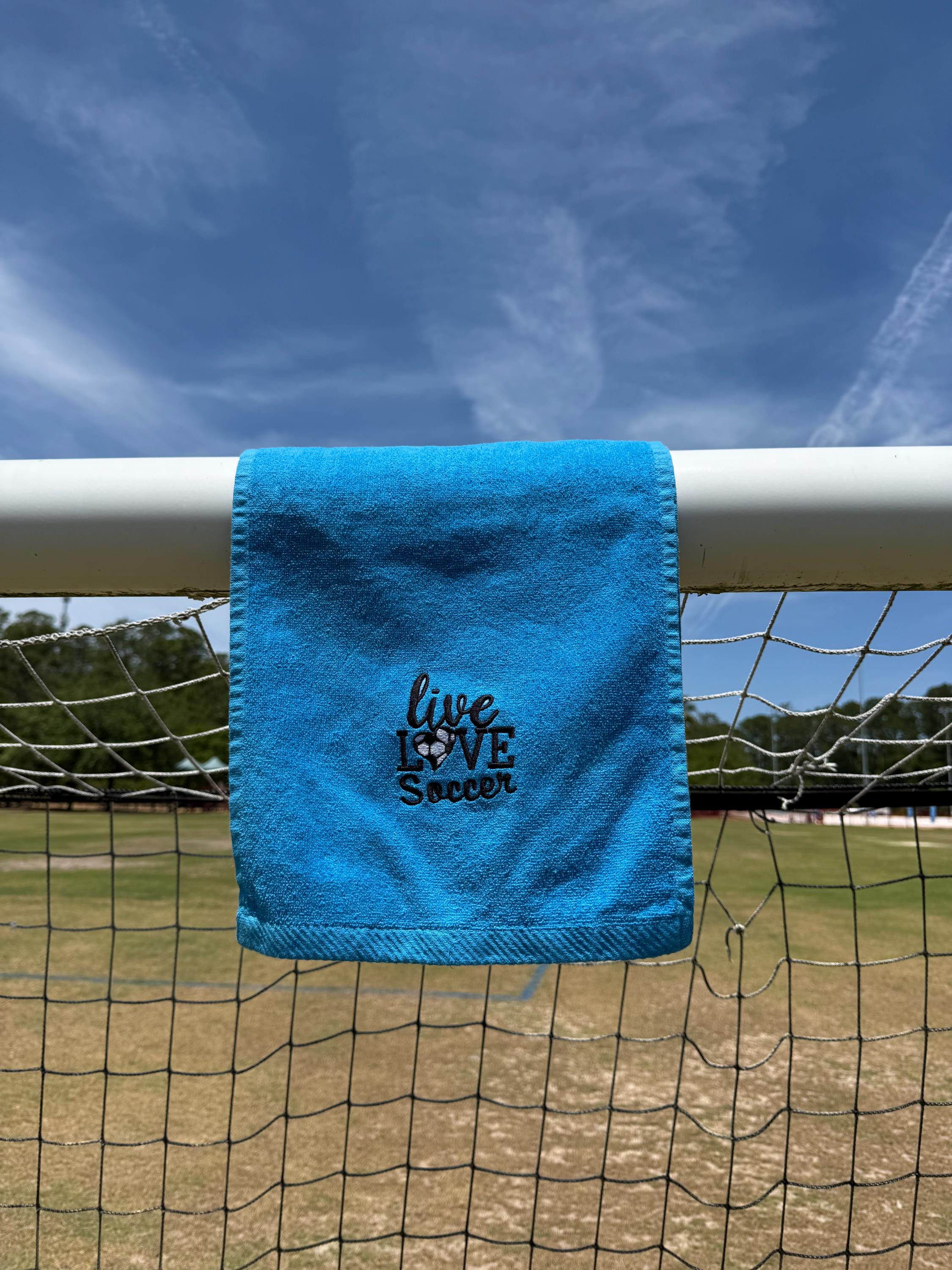 Personalized Embroidered Soccer Towel: Custom Name & Number, Soft Cotton