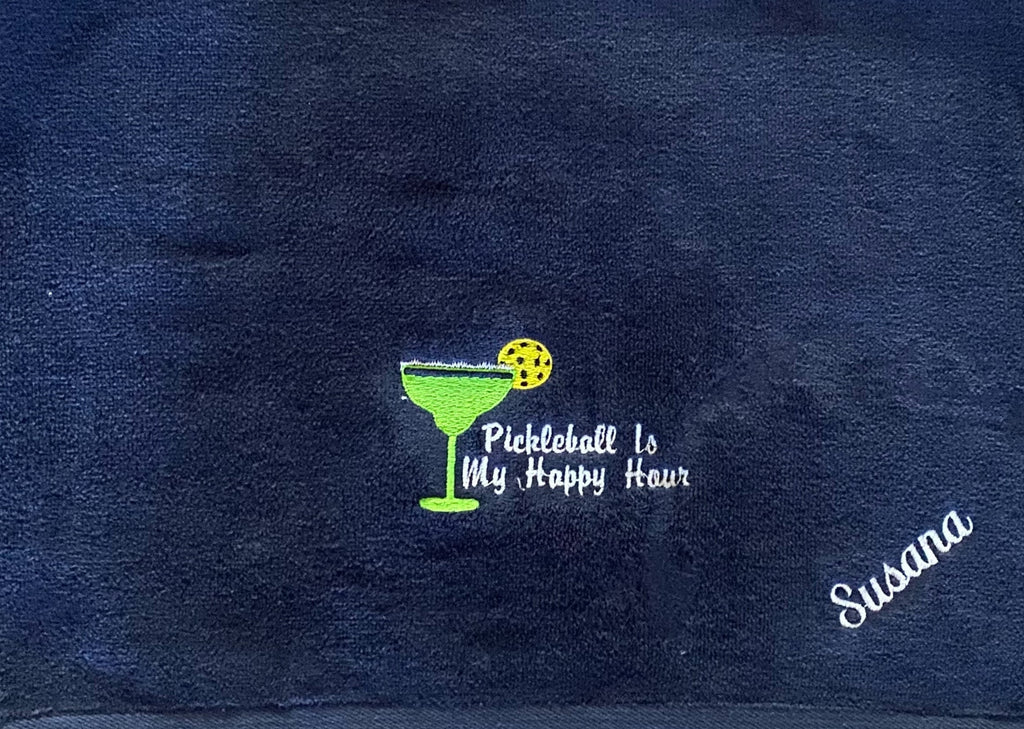Pickleball is my happy hour – Personalized Pickleball Towel