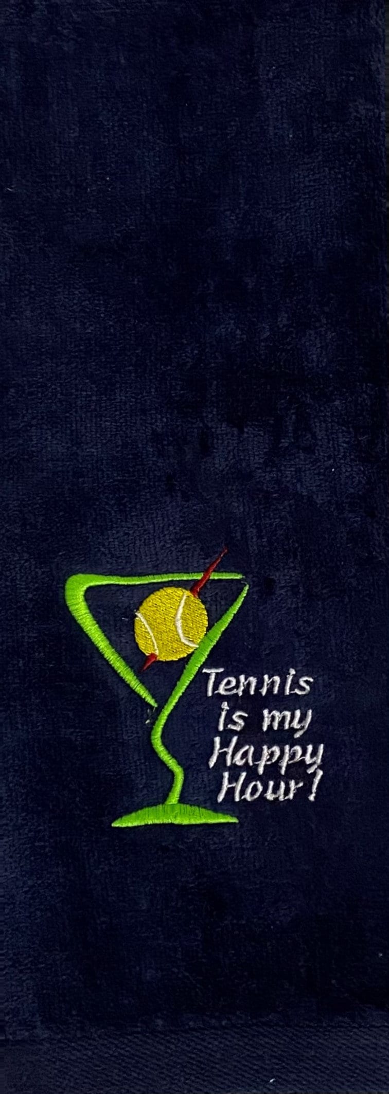 Custom Embroidered Tennis Towel – “Tennis Is My Happy Hour” Gift for Tennis Players