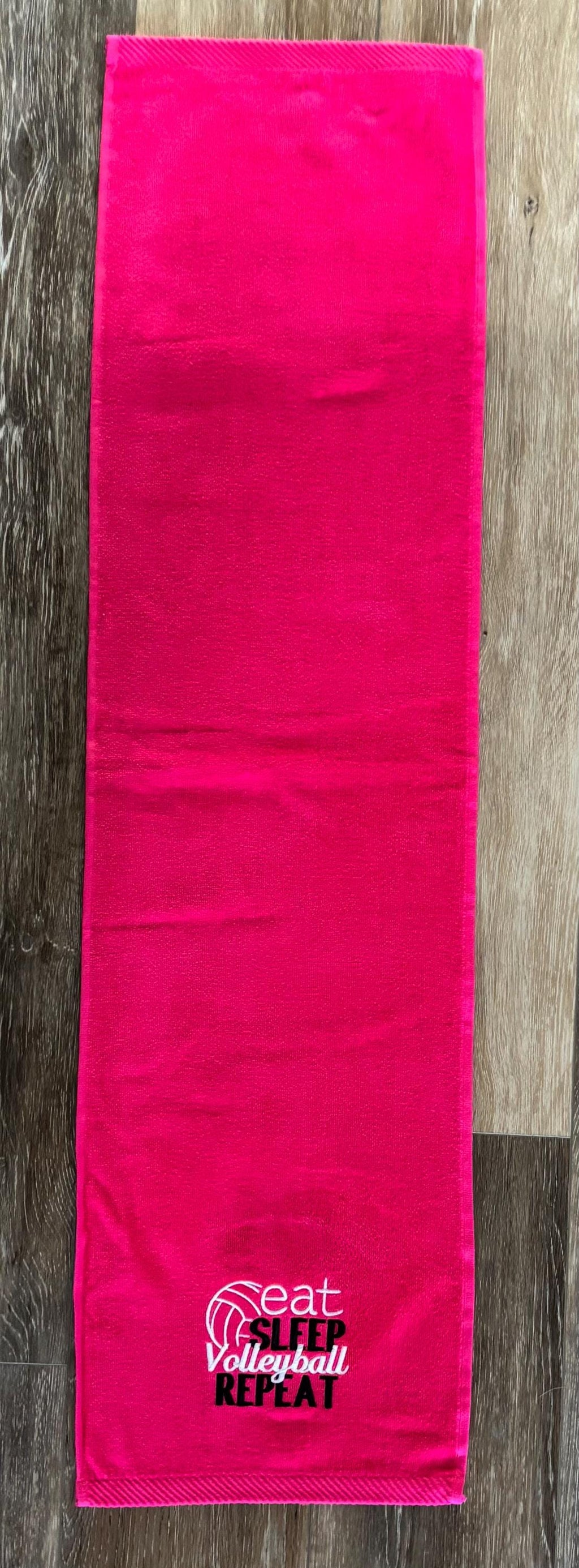 Embroidered Volleyball Towel – Hot Pink-work out towel