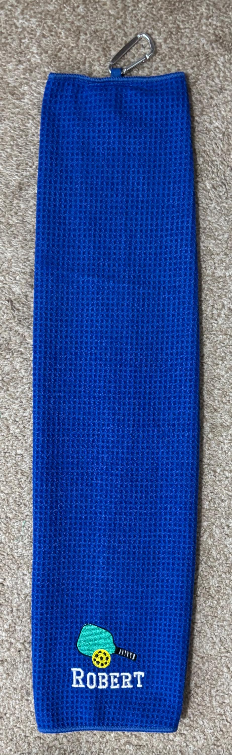 Personalized Pickleball Towel – Waffle Weave | Embroidered| With clip