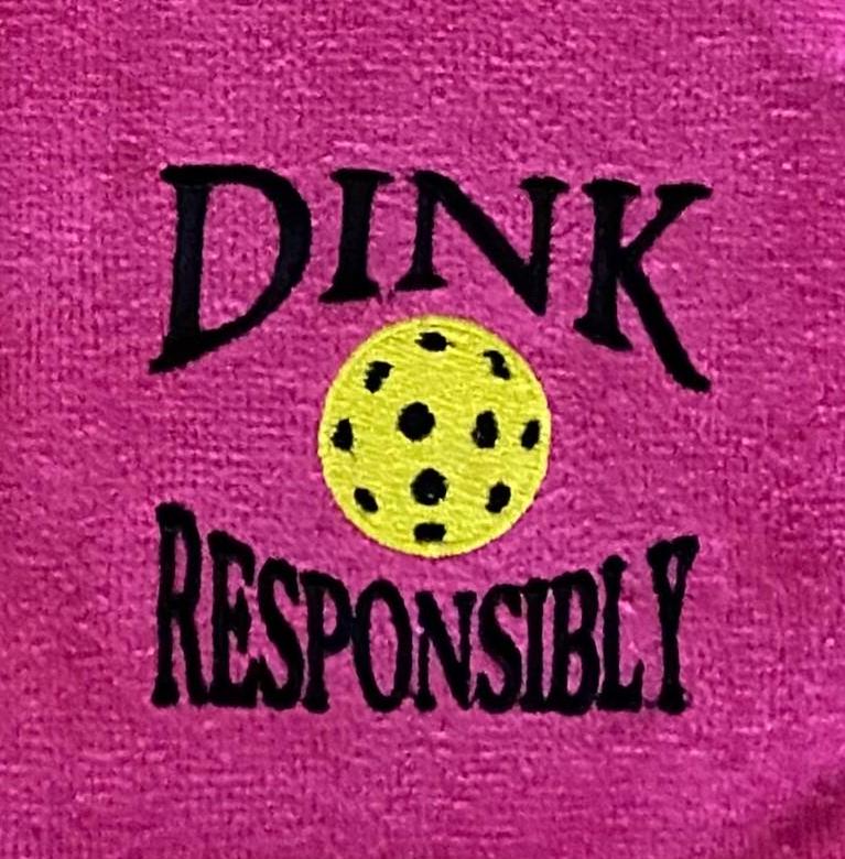 Personalized Pickleball towel- Navy blue or Pink towel-Embroidered- "Dink Responsibly"  Towel –