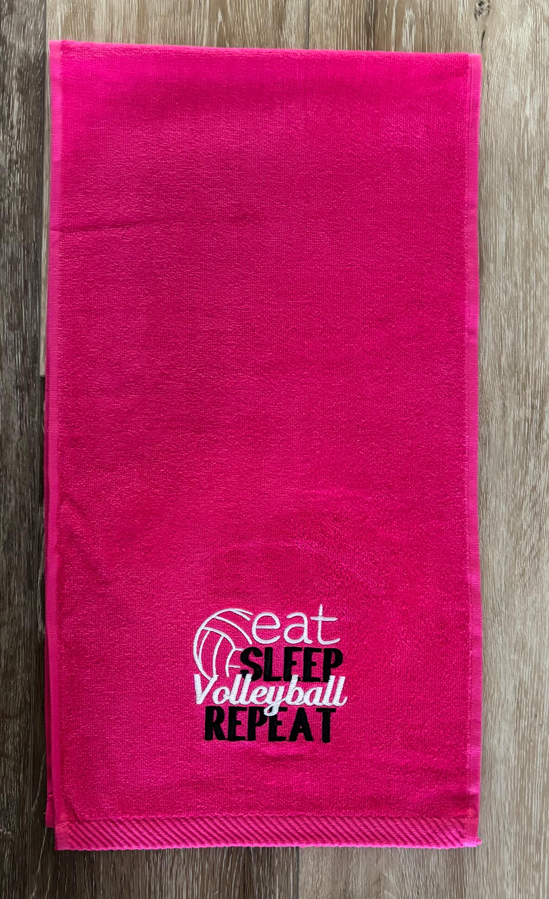 Embroidered Volleyball Towel – Hot Pink-work out towel