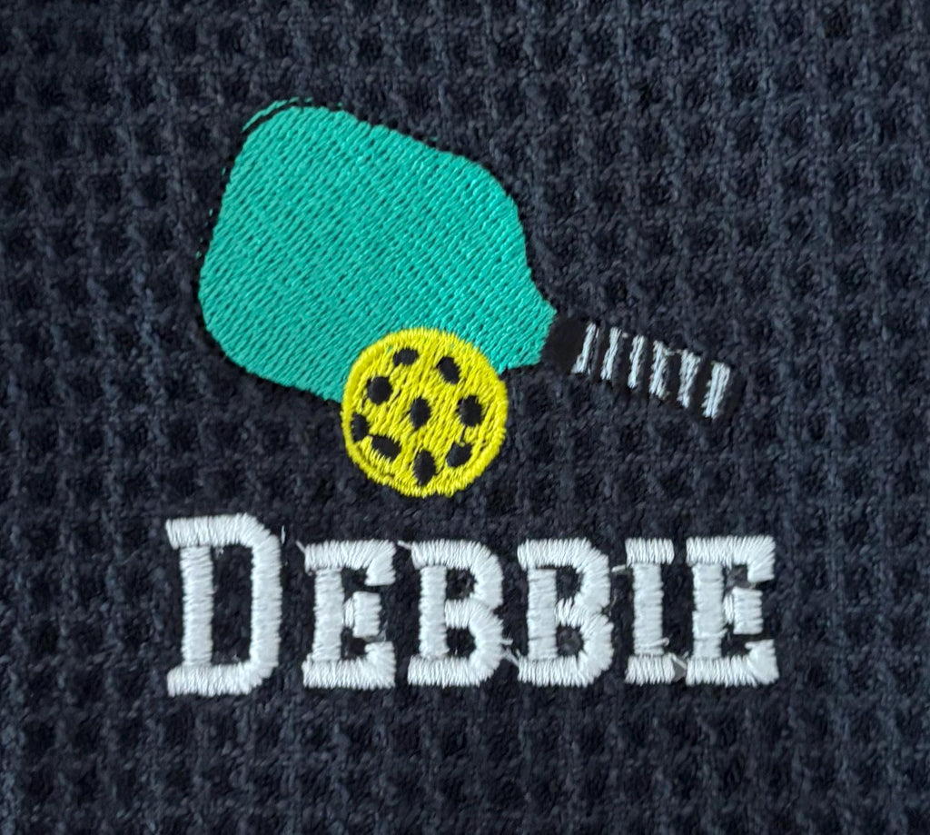 Personalized Pickleball Towel – Waffle Weave | Embroidered| With clip