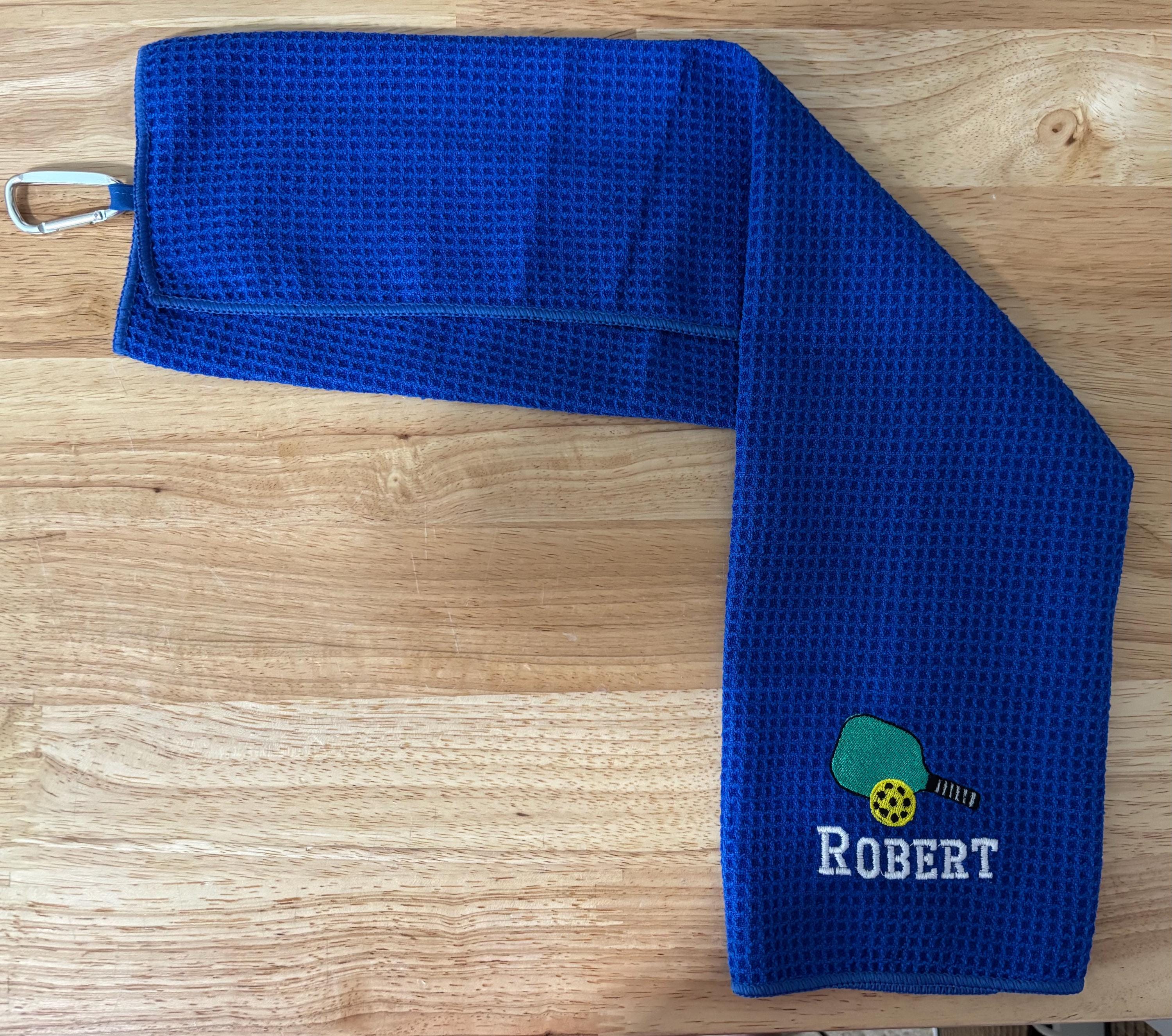 Personalized Pickleball Towel – Waffle Weave | Embroidered| With clip