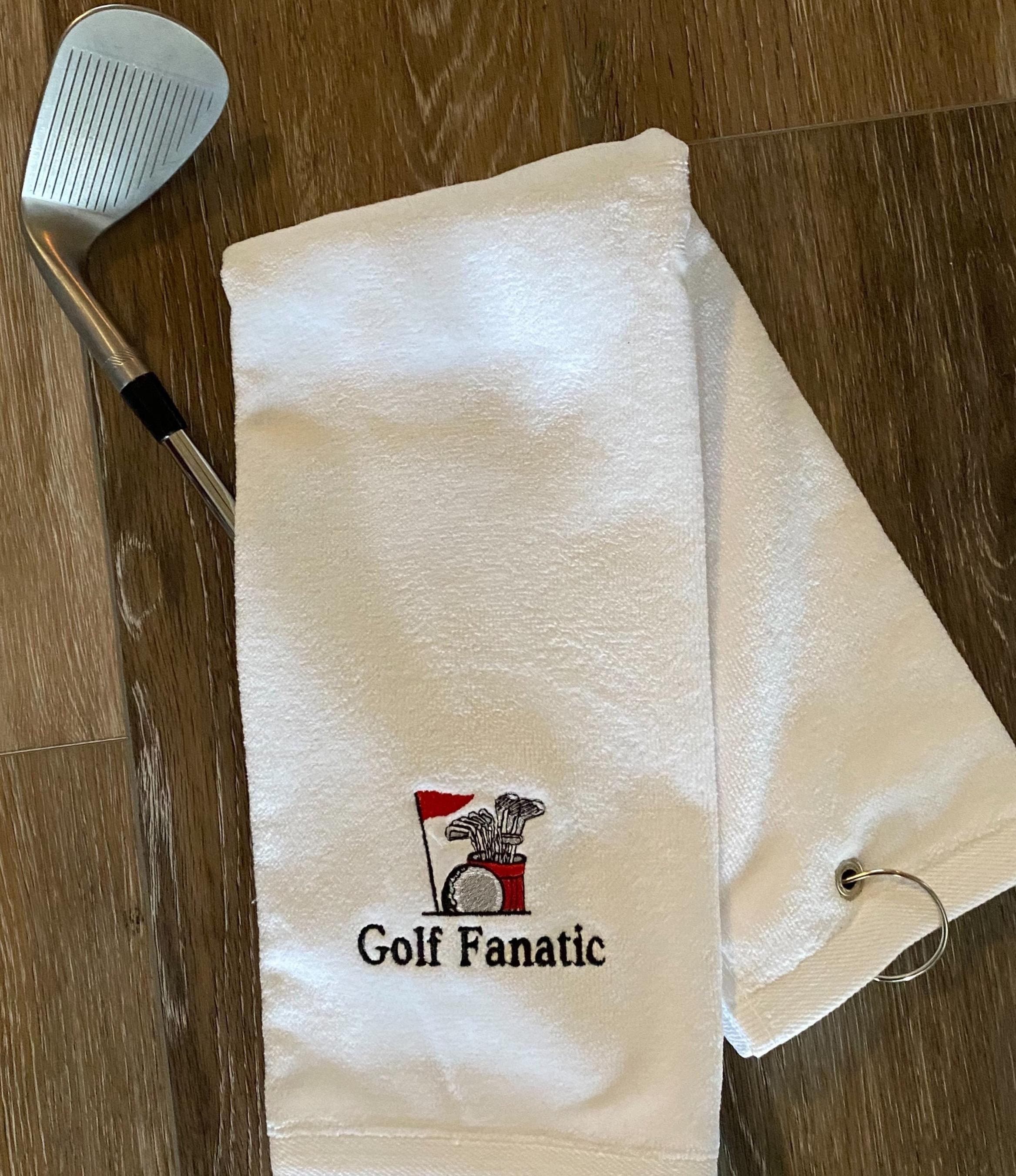 Golf Fanatic Embroidered Towel – Golf Bag and Flag Design