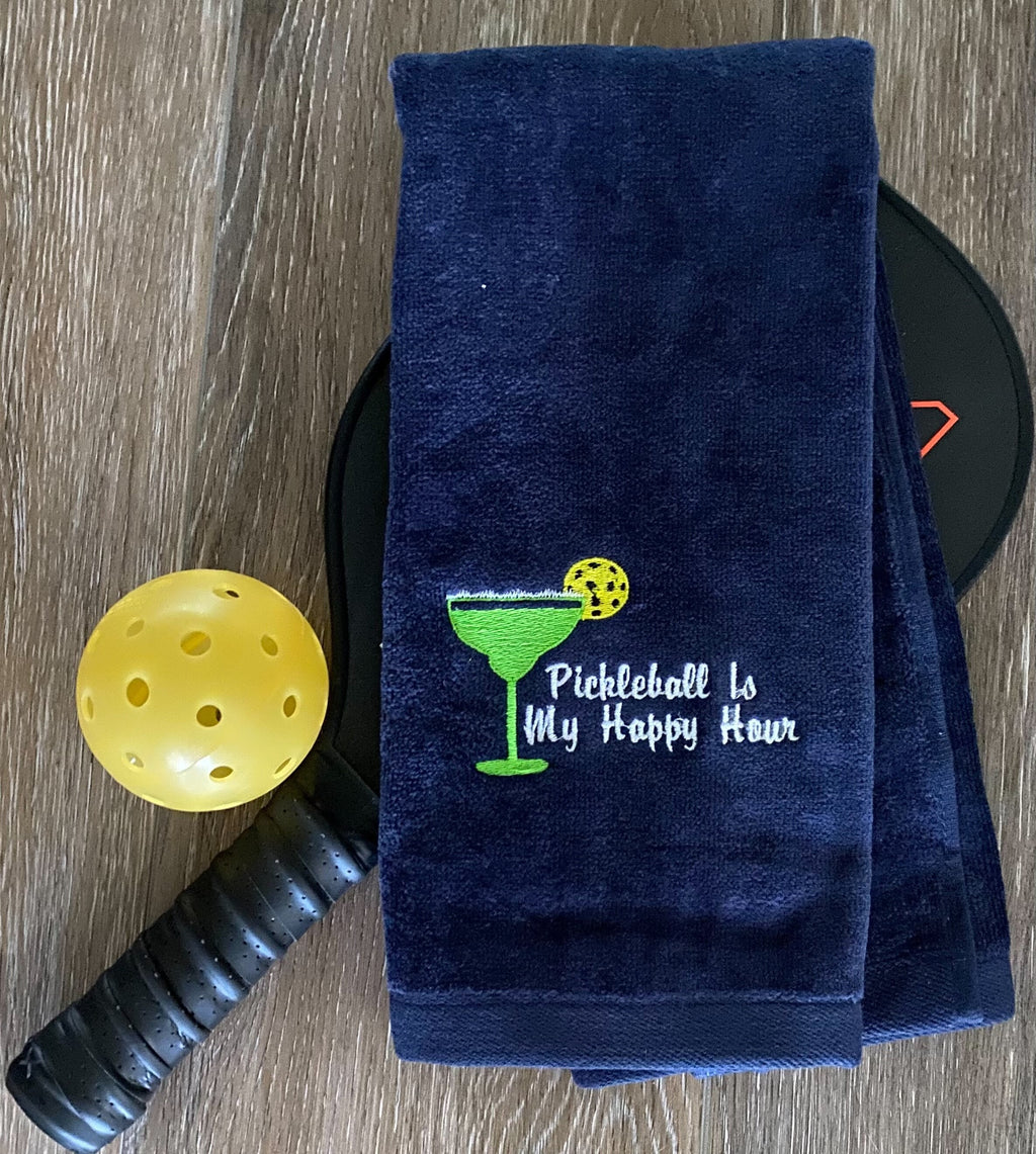 Pickleball is my happy hour – Personalized Pickleball Towel