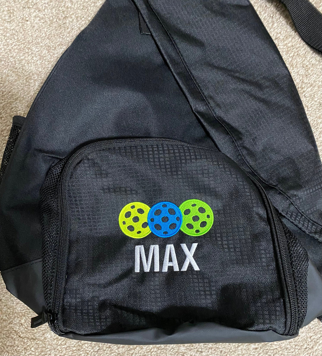 Custom Embroidered Pickleball Sling Bag: Polyester Canvas Backpack