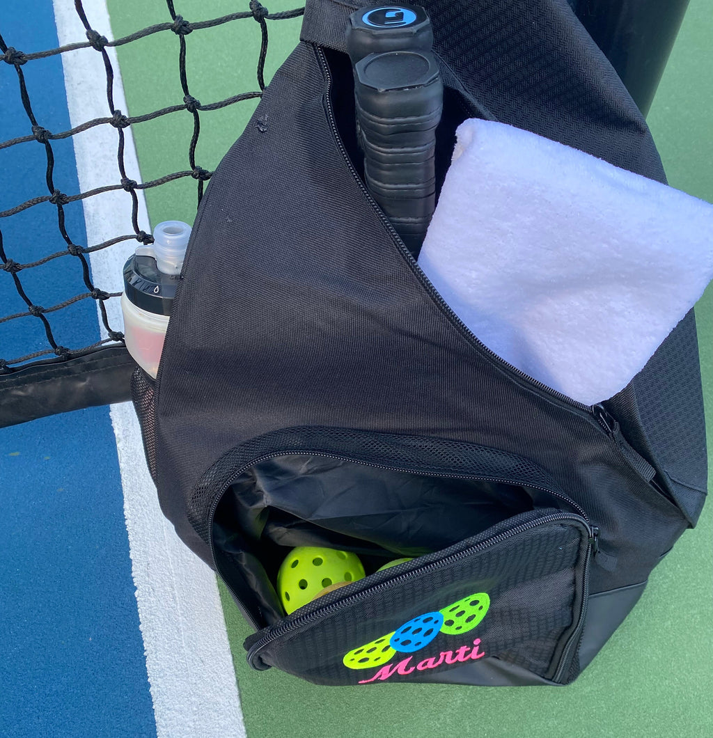 Custom Embroidered Pickleball Sling Bag: Polyester Canvas Backpack