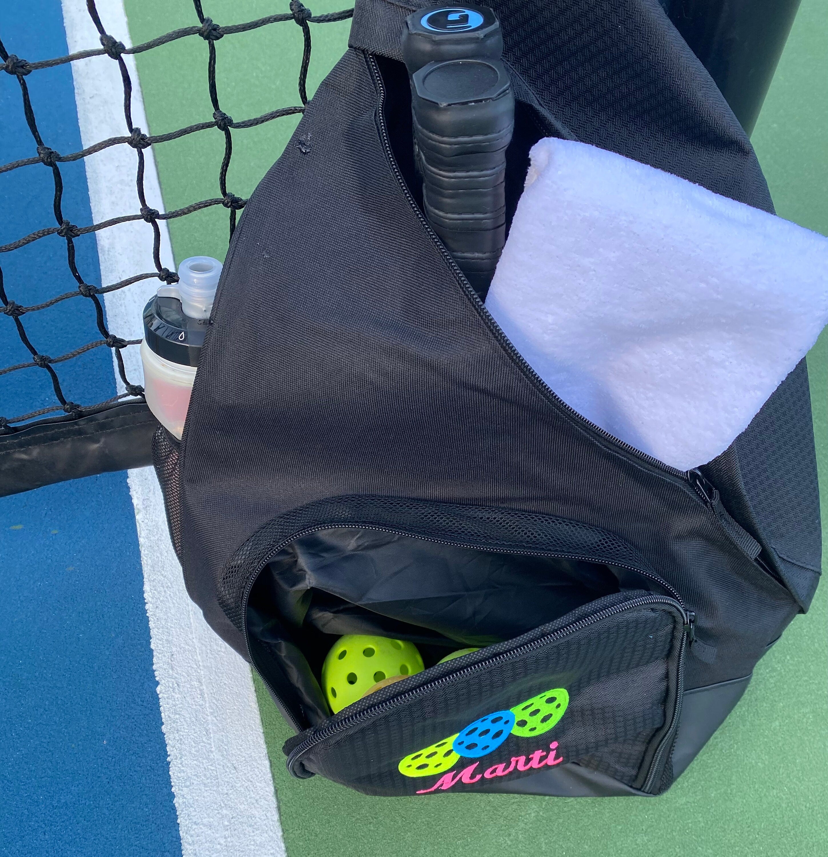 Custom Embroidered Pickleball Sling Bag: Polyester Canvas Backpack