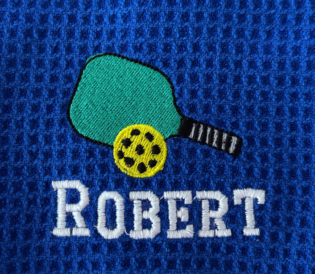 Personalized Pickleball Towel – Waffle Weave | Embroidered| With clip