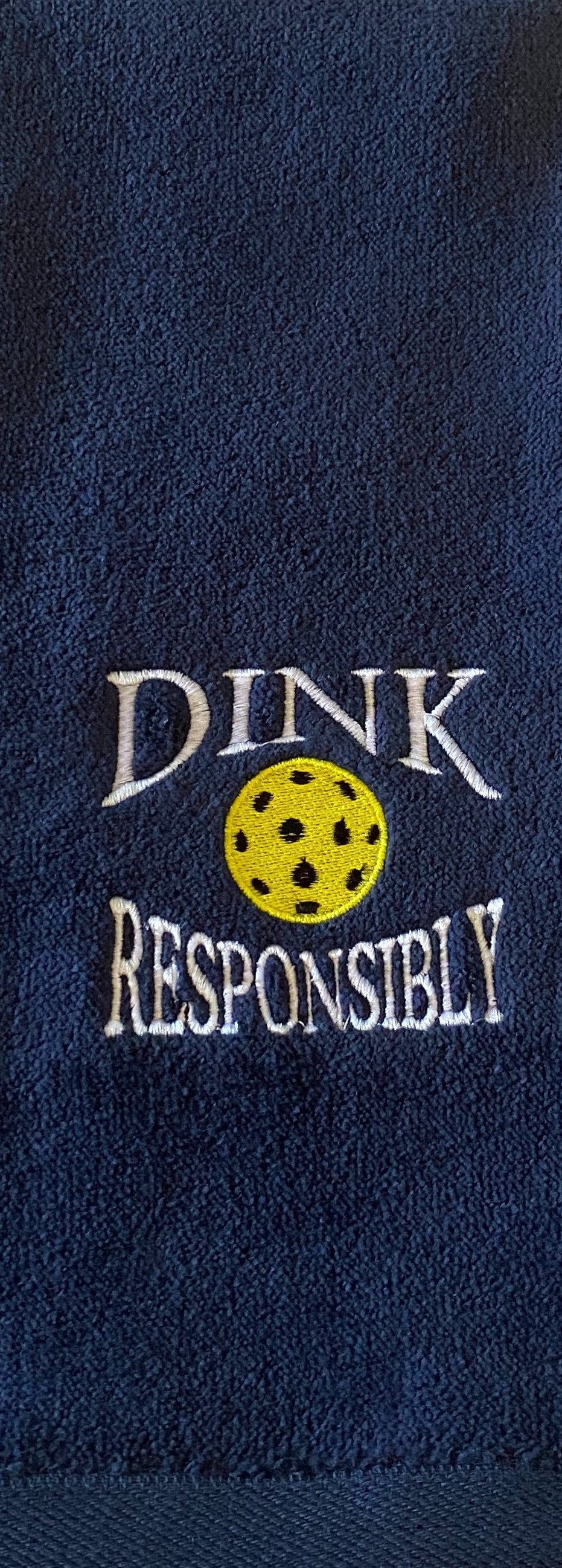Personalized Pickleball towel- Navy blue or Pink towel-Embroidered- "Dink Responsibly"  Towel –