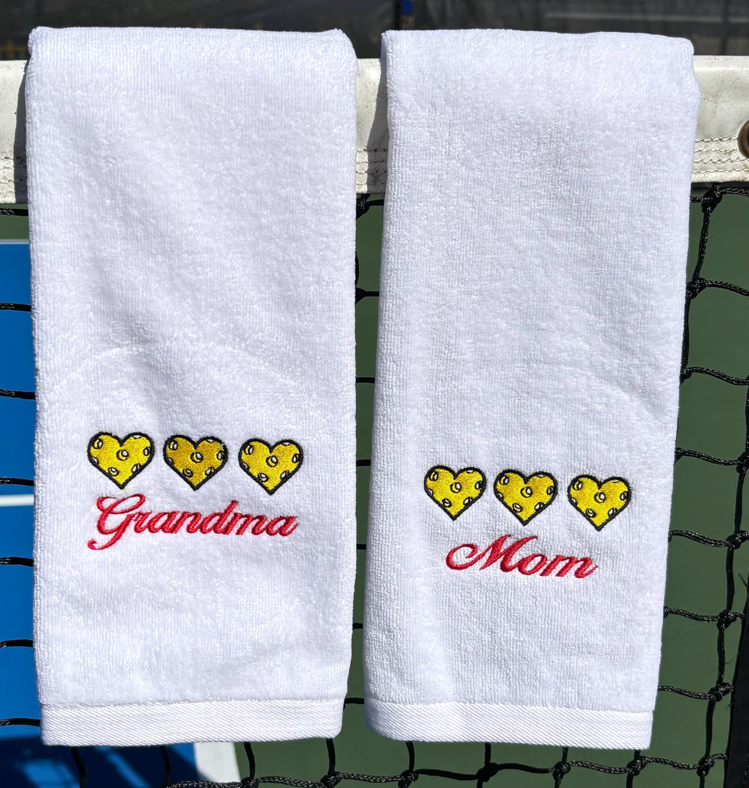 Pickleball Mom or Grandma Towel – Personalized Embroidered Pickleball Gift