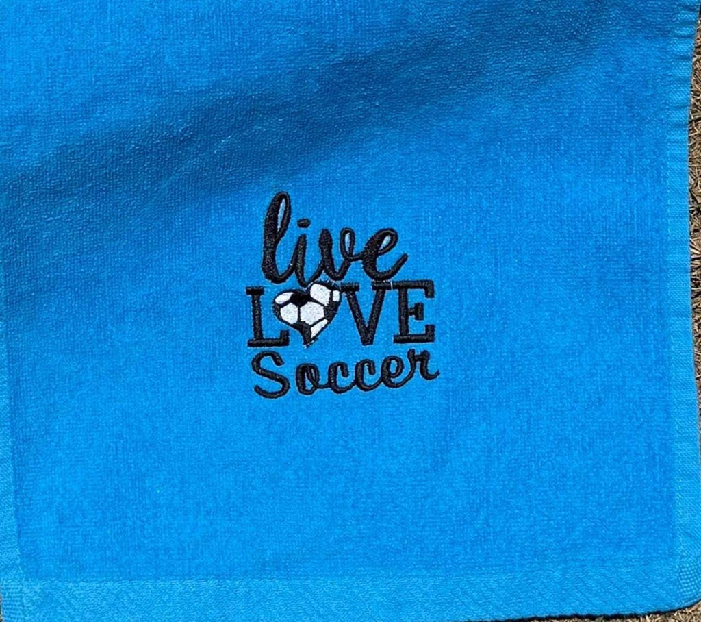 Personalized Embroidered Soccer Towel: Custom Name & Number, Soft Cotton