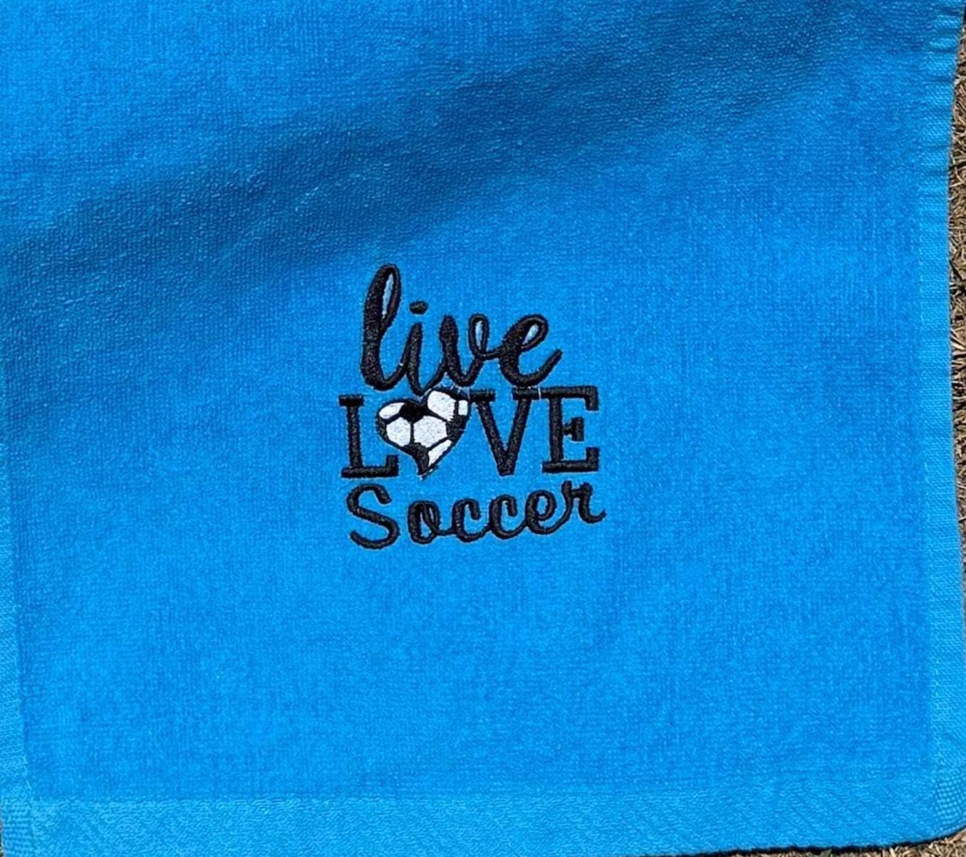 Personalized Embroidered Soccer Towel: Custom Name & Number, Soft Cotton