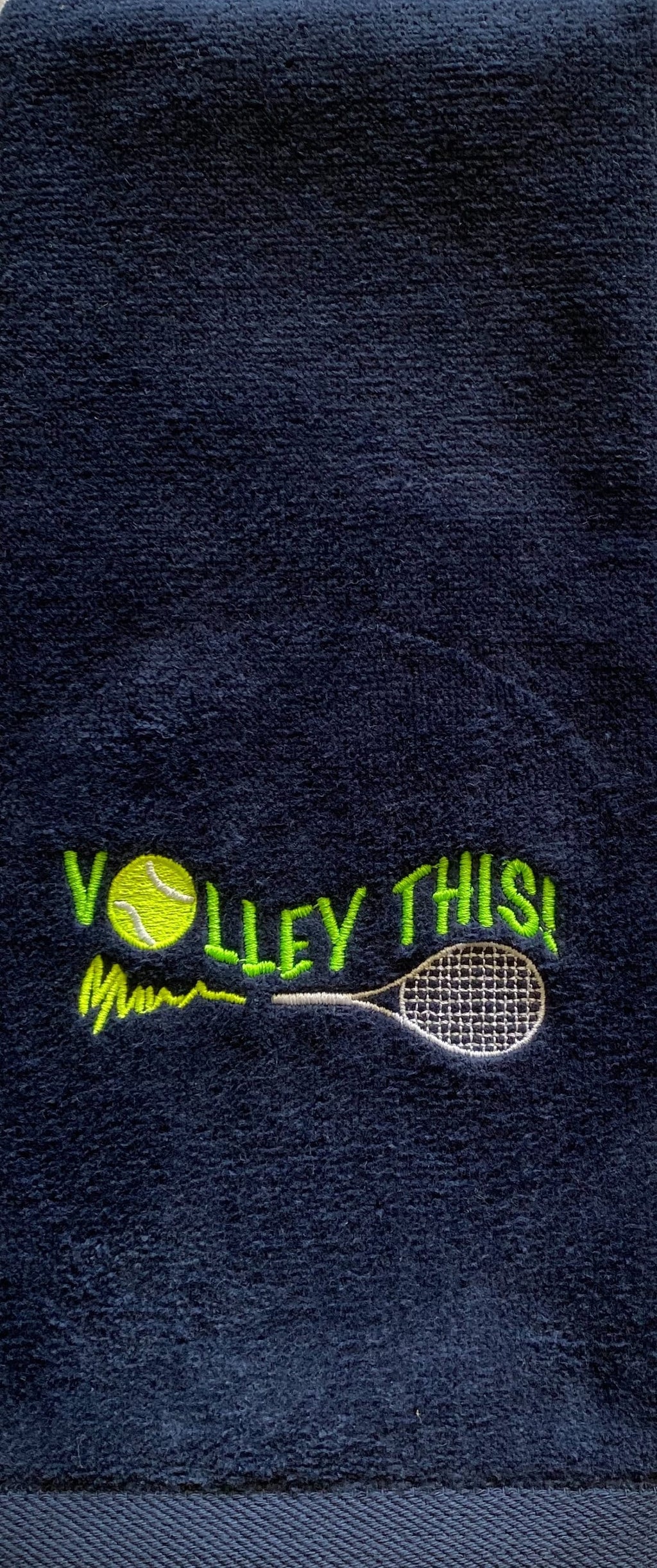 Embroidered Tennis Towel -"Volley This!" Cotton Velour Custom Towel