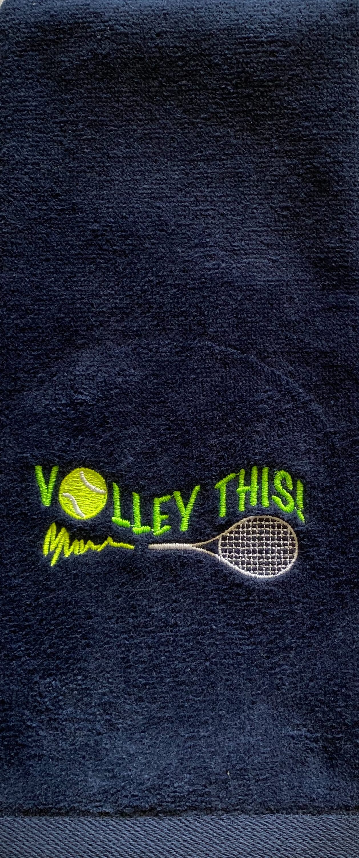 Embroidered Tennis Towel -"Volley This!" Cotton Velour Custom Towel