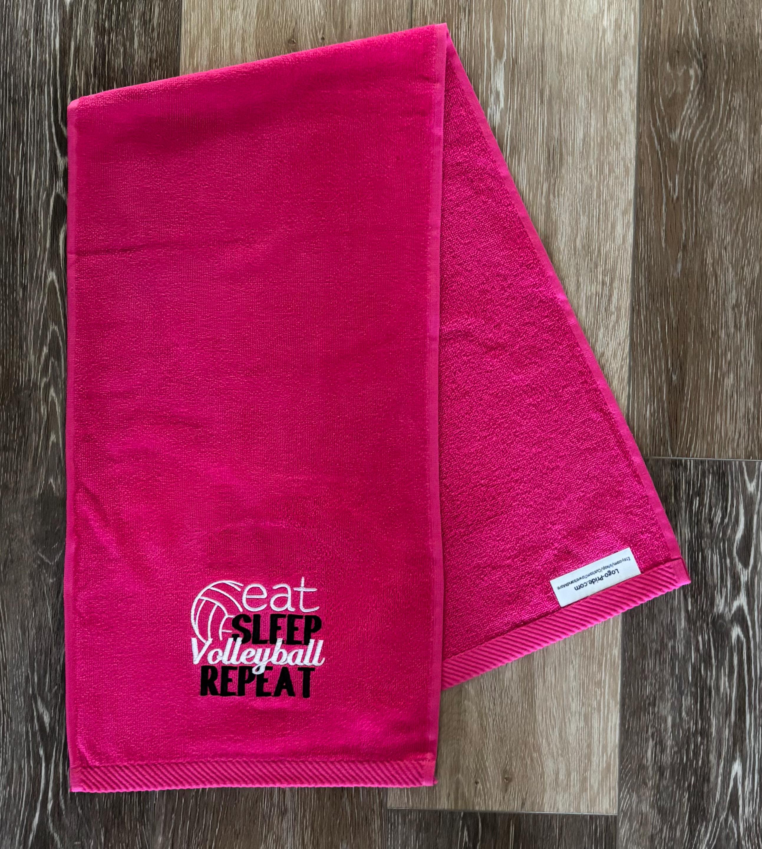 Embroidered Volleyball Towel – Hot Pink-work out towel