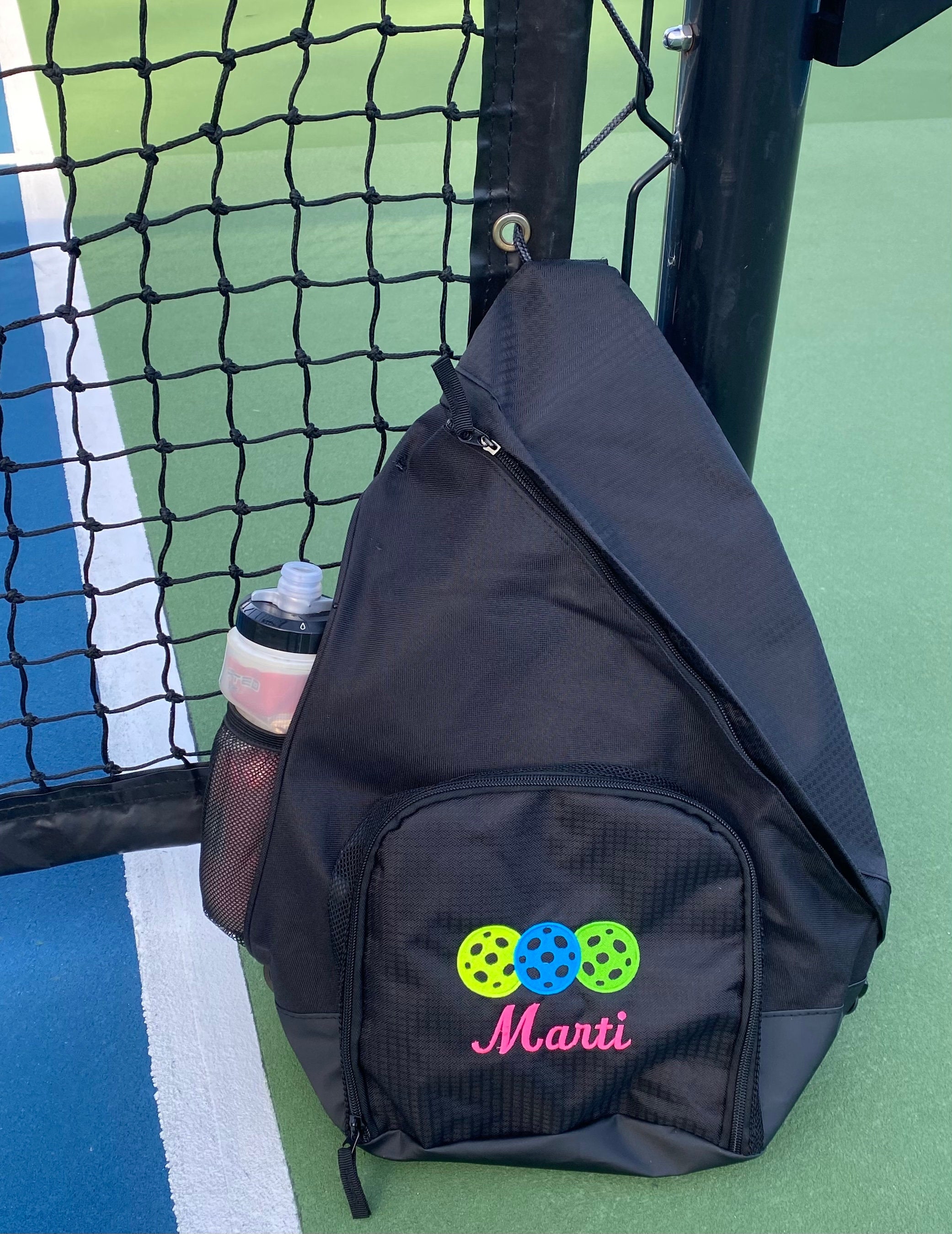 Custom Embroidered Pickleball Sling Bag: Polyester Canvas Backpack