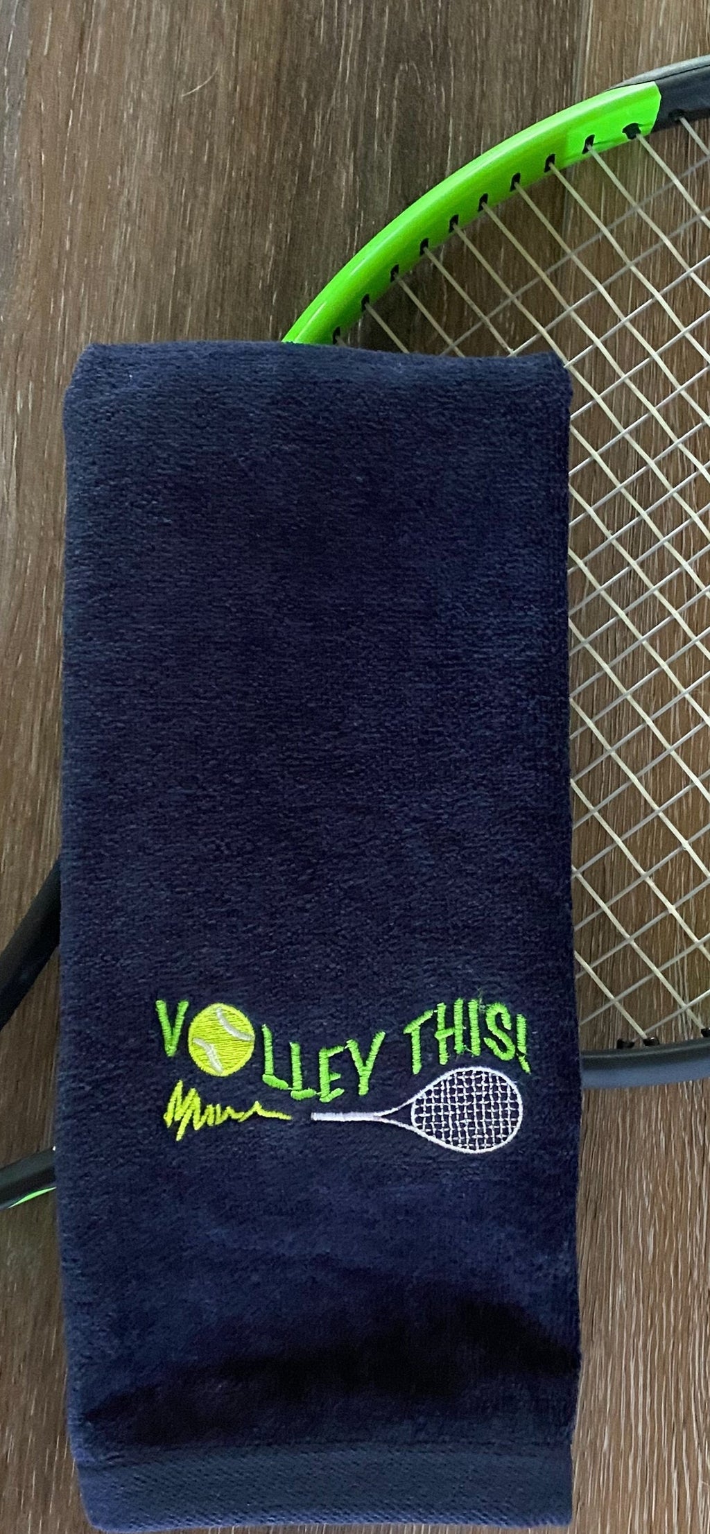 Embroidered Tennis Towel -"Volley This!" Cotton Velour Custom Towel