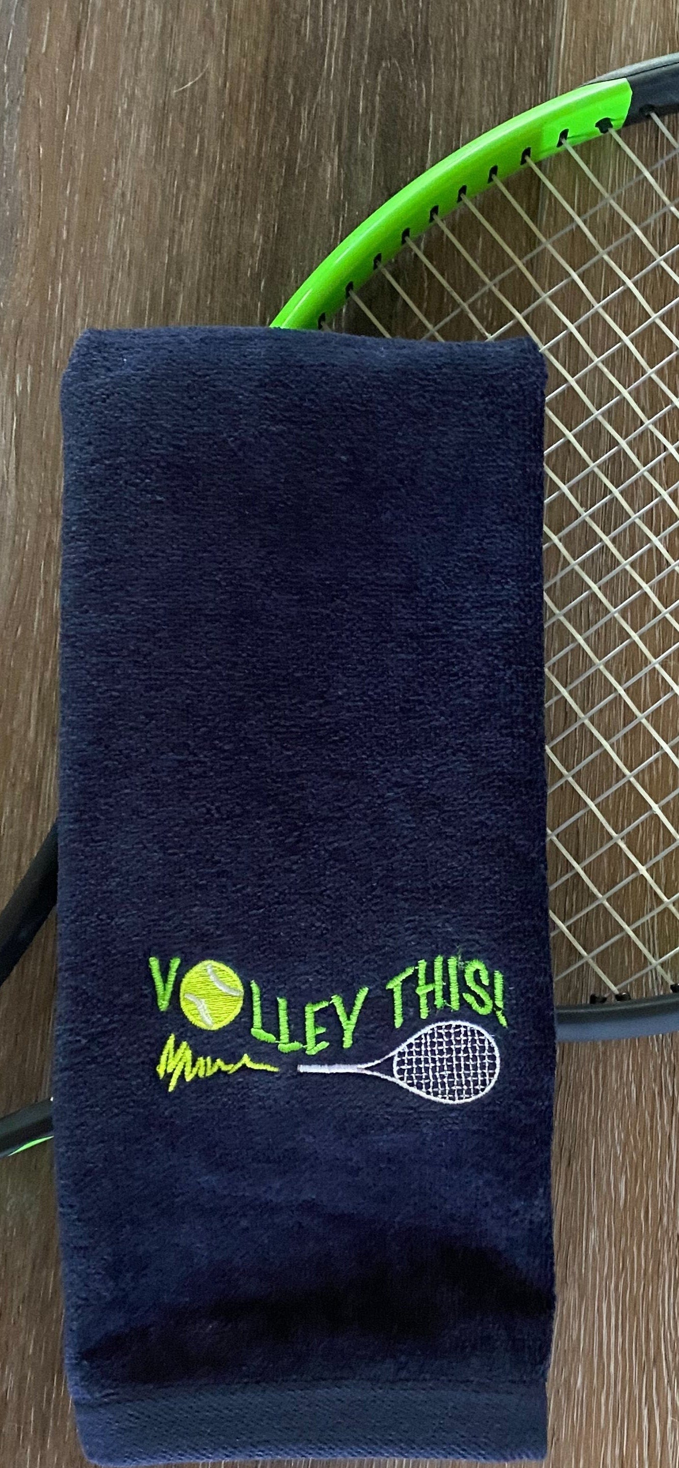 Embroidered Tennis Towel -"Volley This!" Cotton Velour Custom Towel