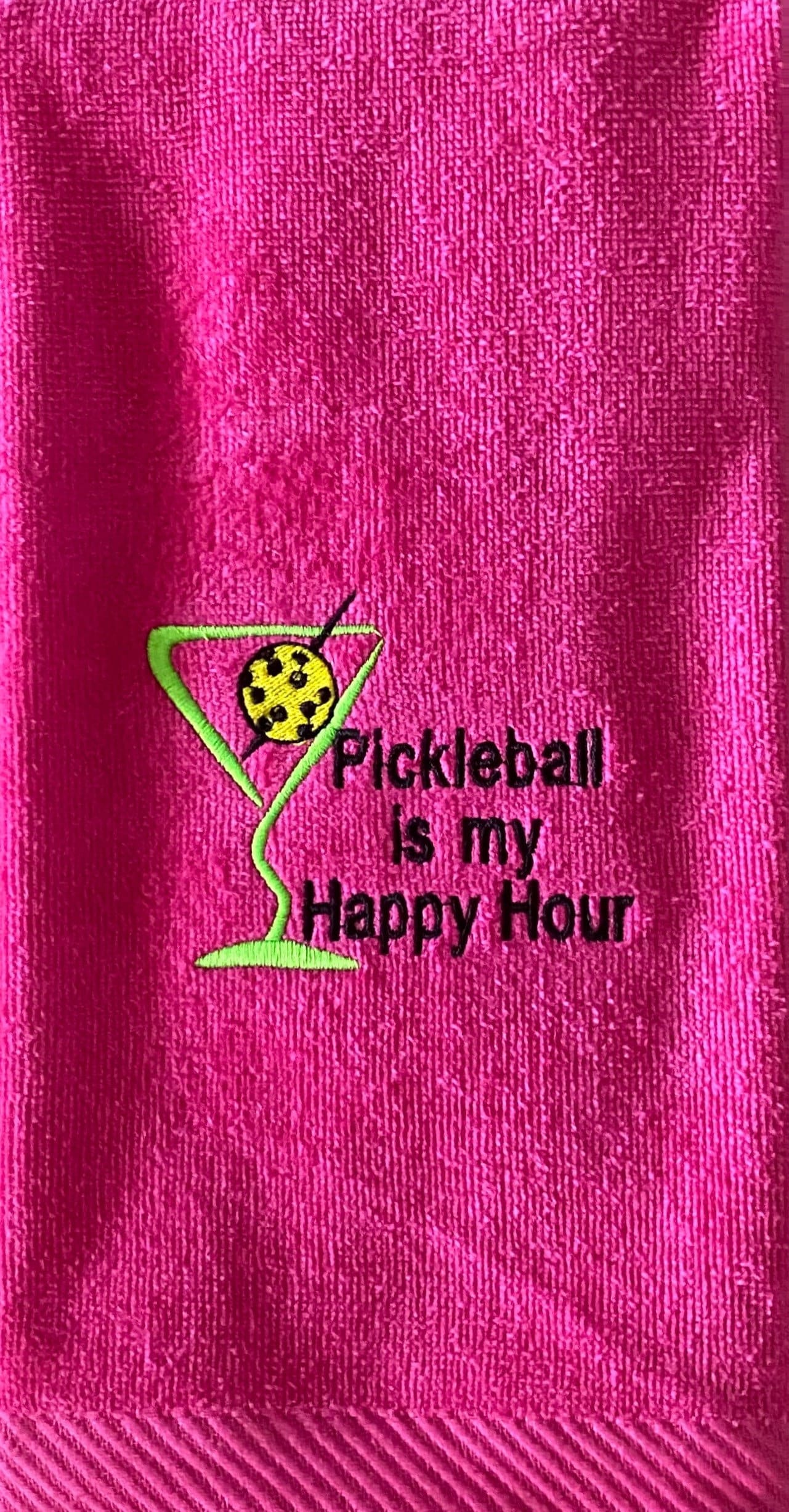 Personalized Pickleball Towel – “Pickleball Is My Happy Hour” | Embroidered