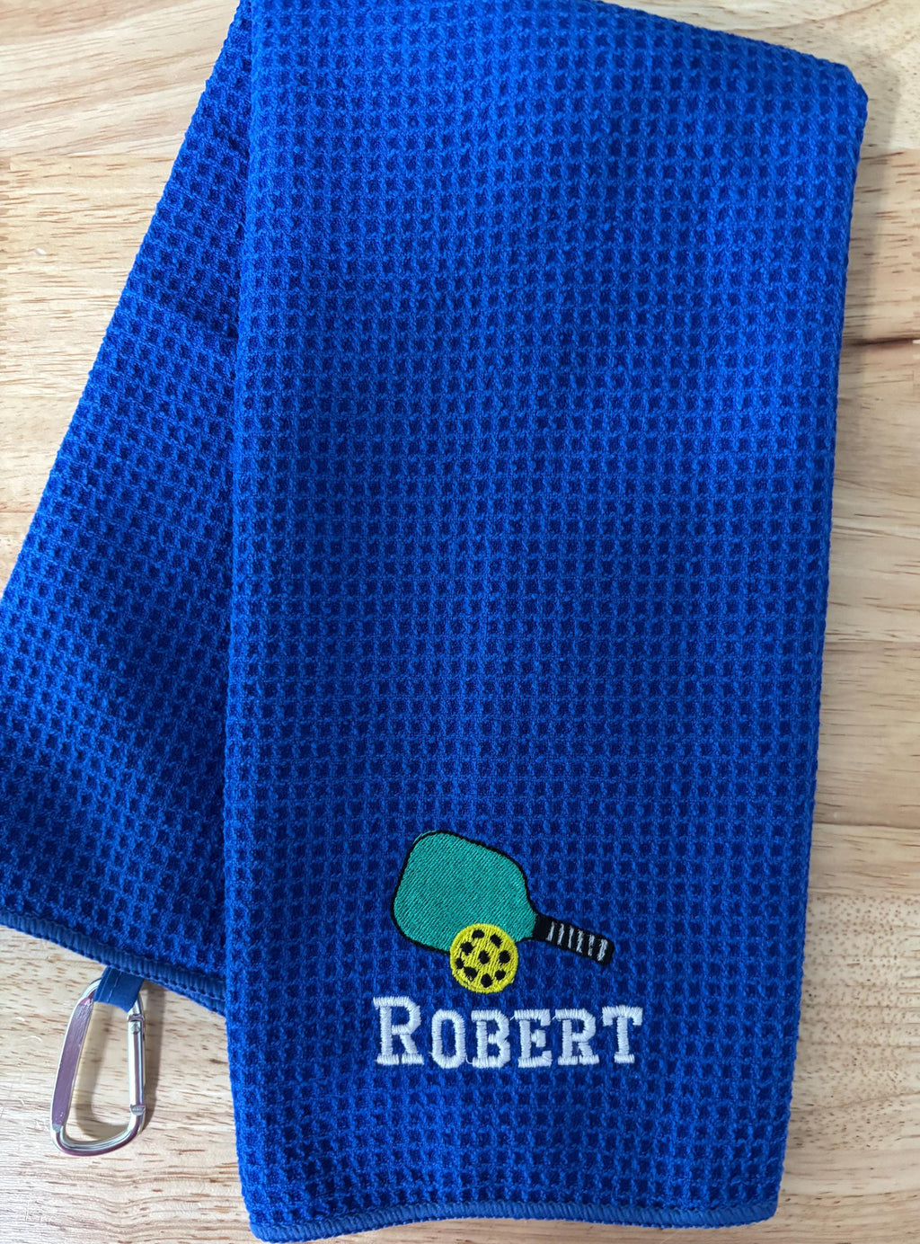 Personalized Pickleball Towel – Waffle Weave | Embroidered| With clip
