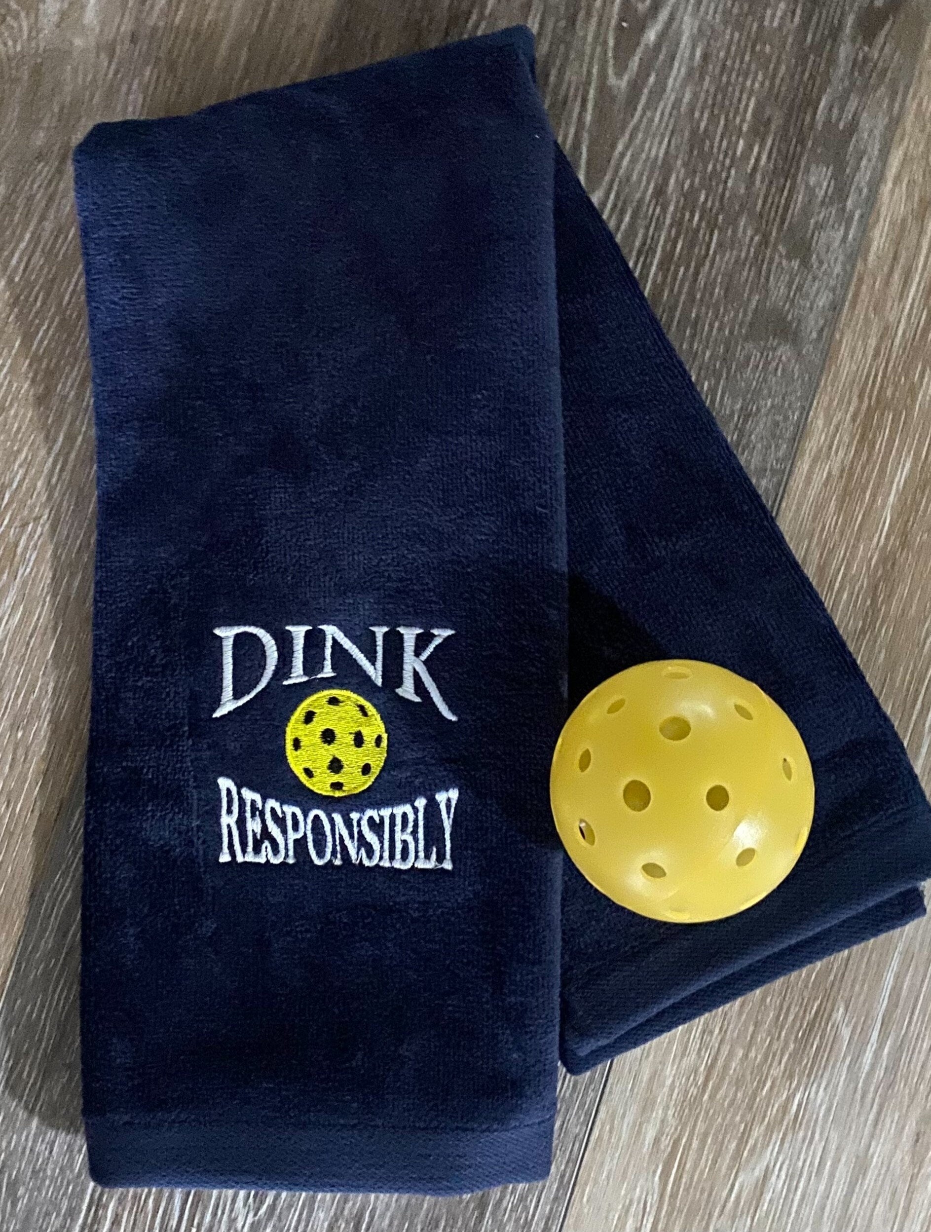 Personalized Pickleball towel- Navy blue or Pink towel-Embroidered- "Dink Responsibly"  Towel –