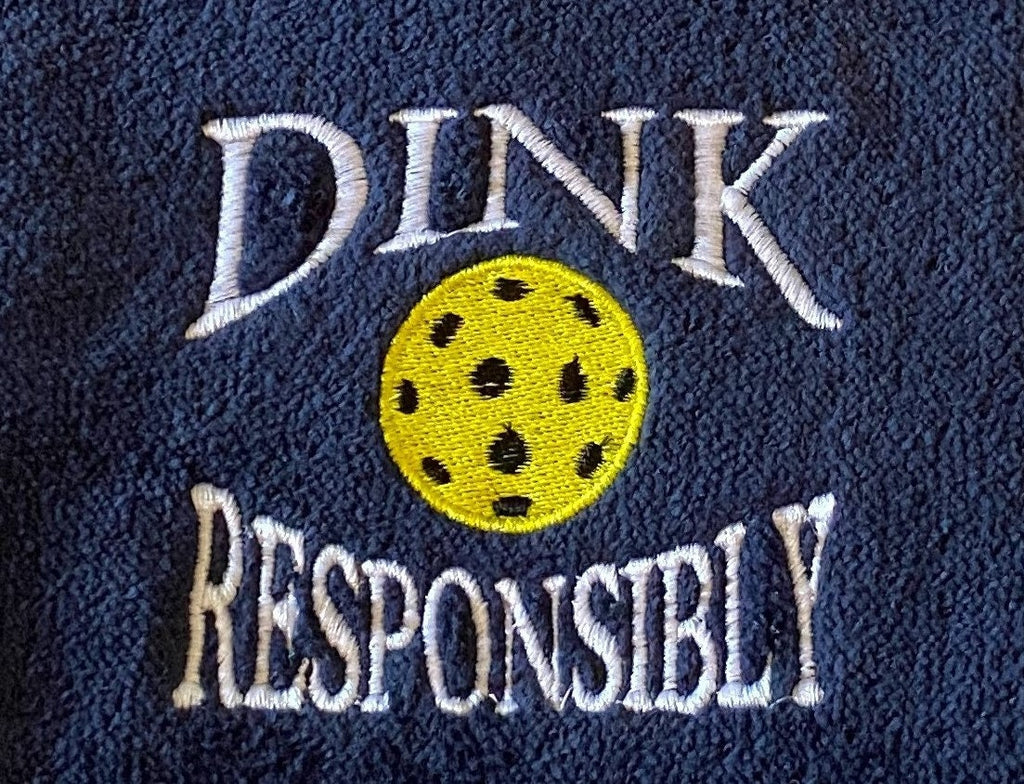 Personalized Pickleball towel- Navy blue or Pink towel-Embroidered- "Dink Responsibly"  Towel –