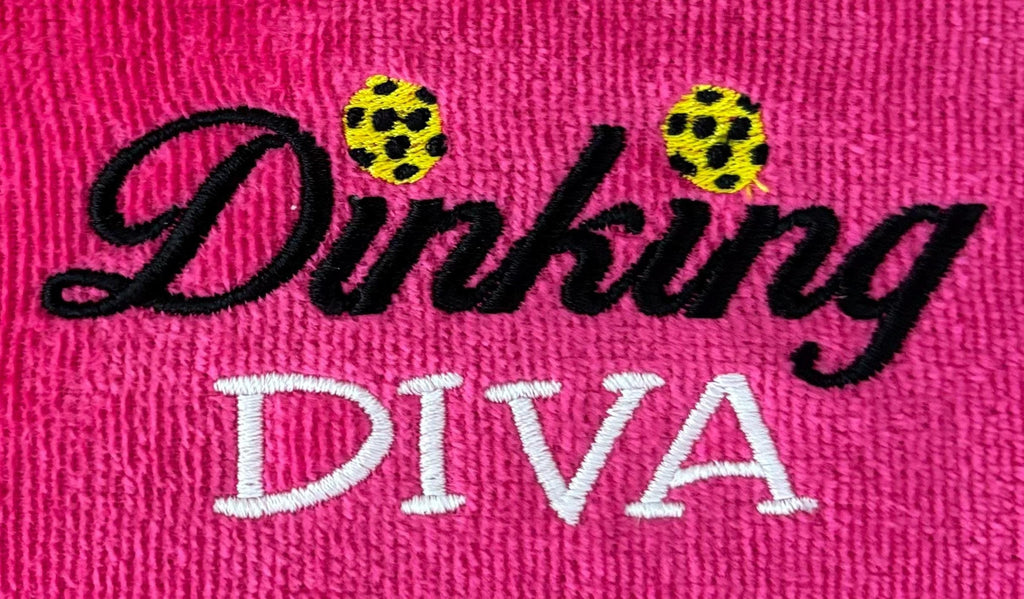 Dinking Diva Pickleball Towel – Hot Pink-Embroidered Cotton velour