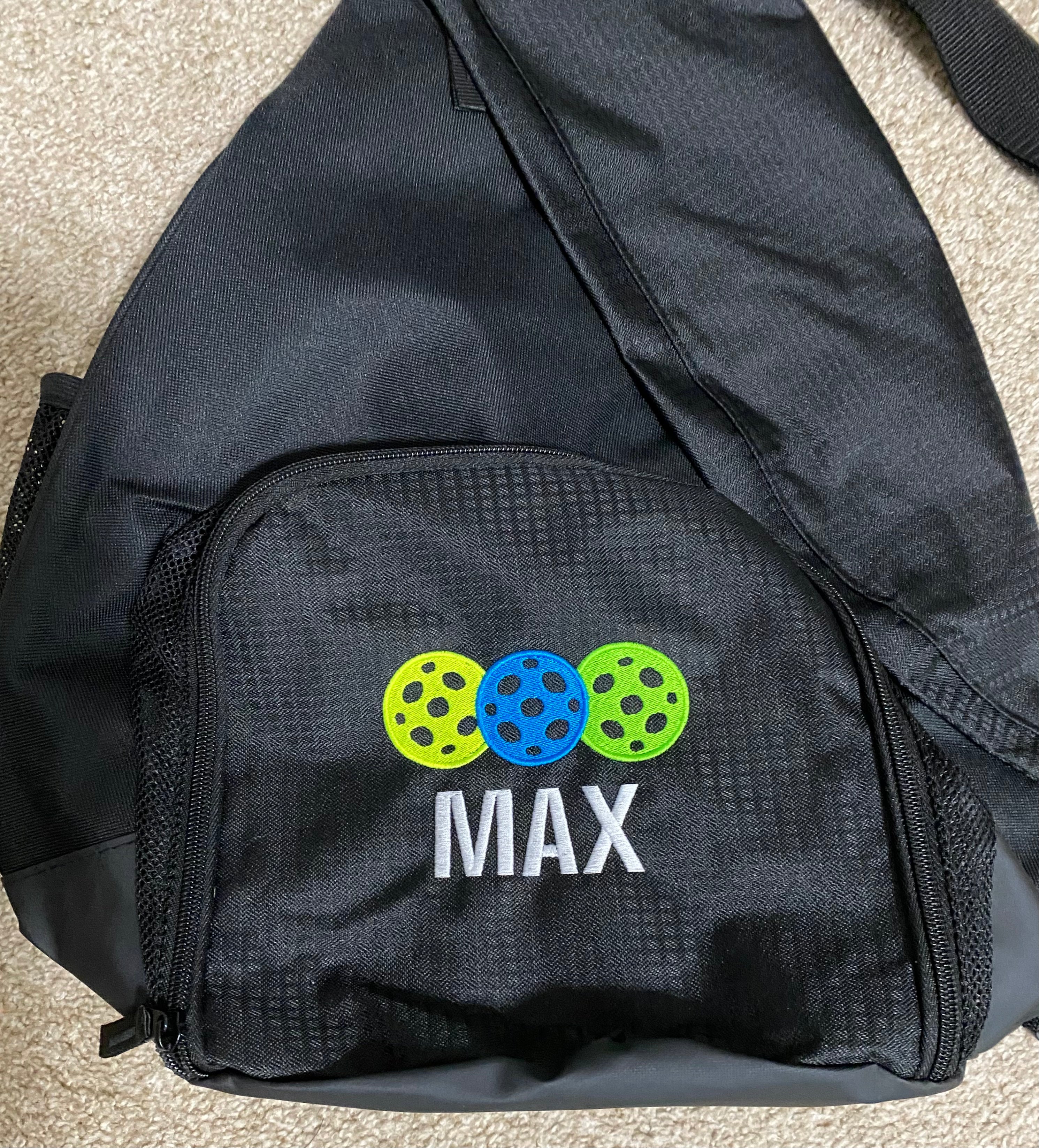 Custom Embroidered Pickleball Sling Bag: Polyester Canvas Backpack