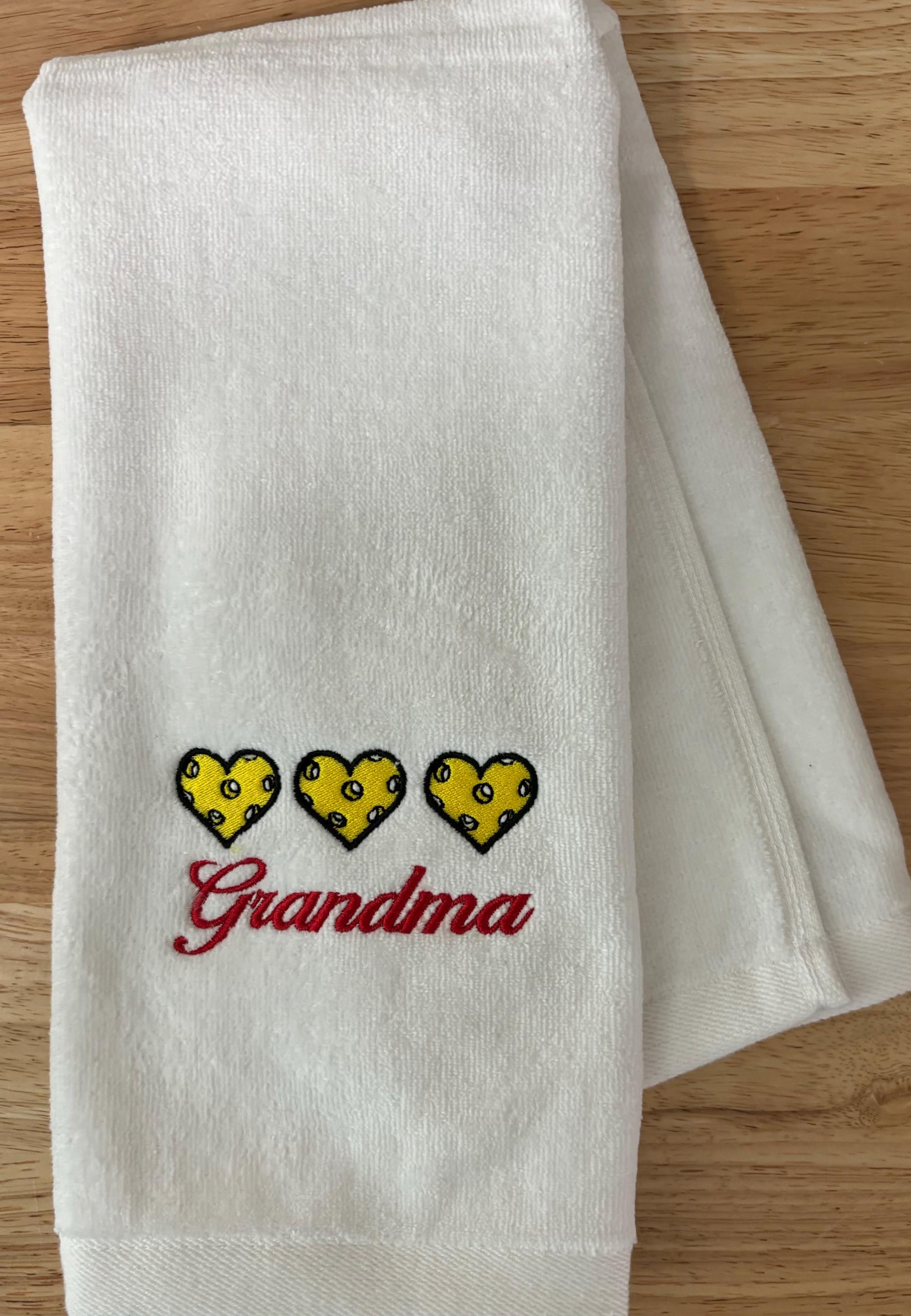 Pickleball Mom or Grandma Towel – Personalized Embroidered Pickleball Gift