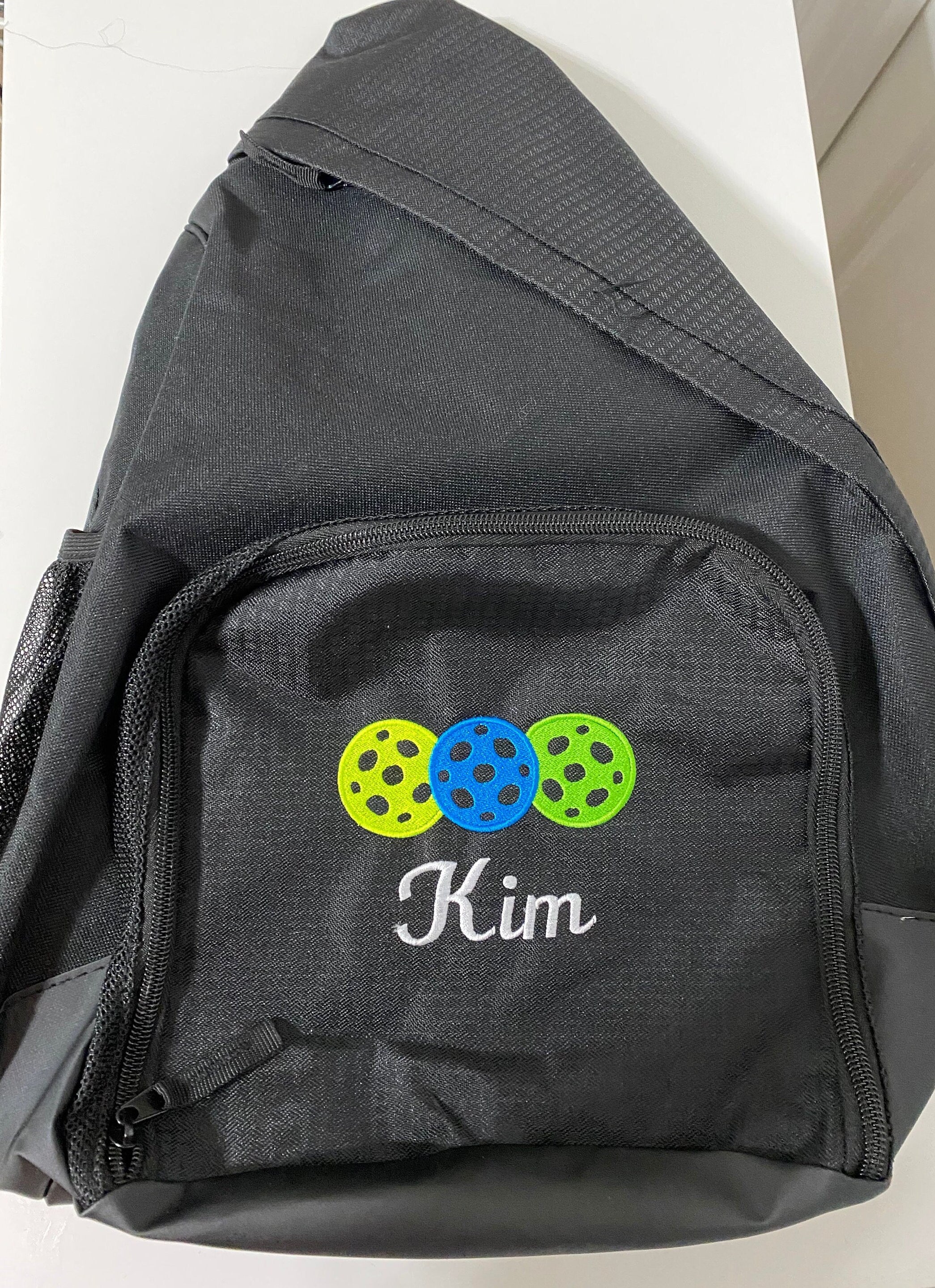 Custom Embroidered Pickleball Sling Bag: Polyester Canvas Backpack