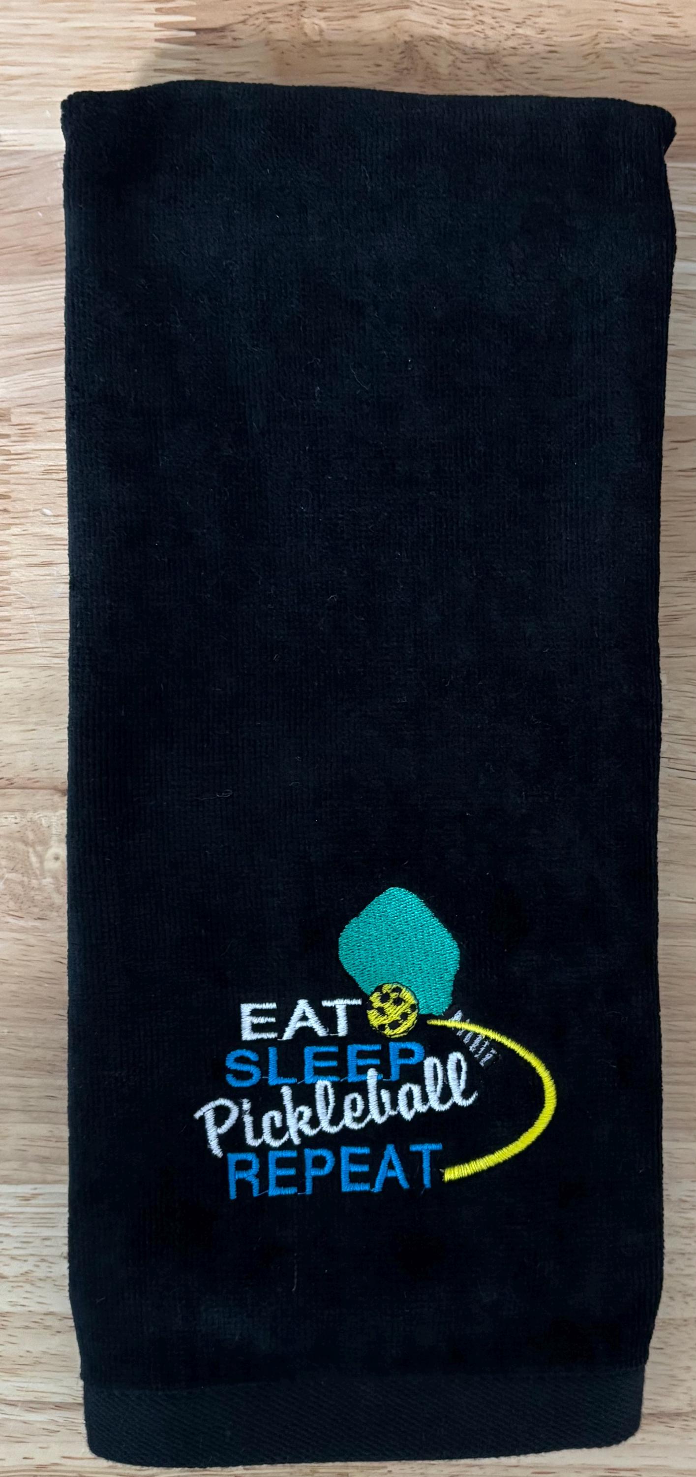 Pickleball Custom Embroidered Towel |Eat, Sleep, Pickleball Repeat