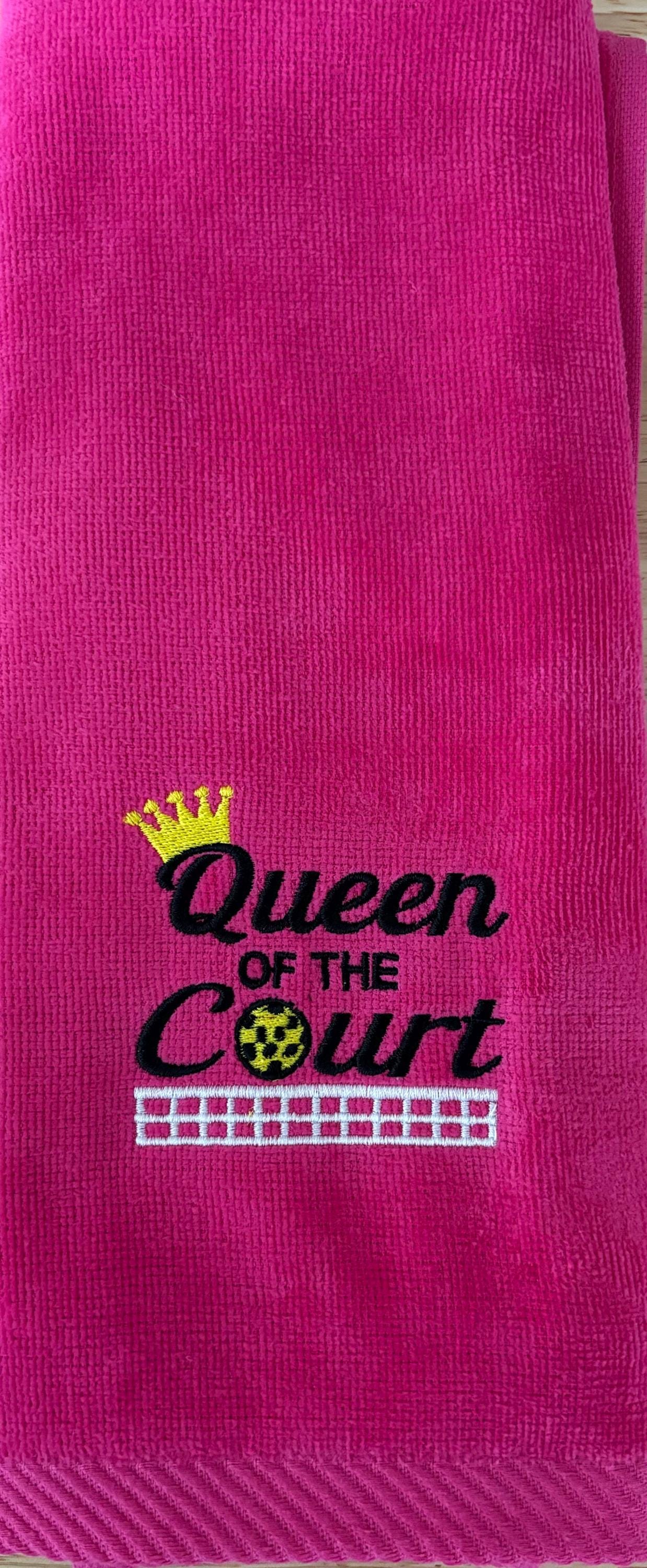 Personalized Pickleball Towel – “Queen of the Court” Embroidered Gift