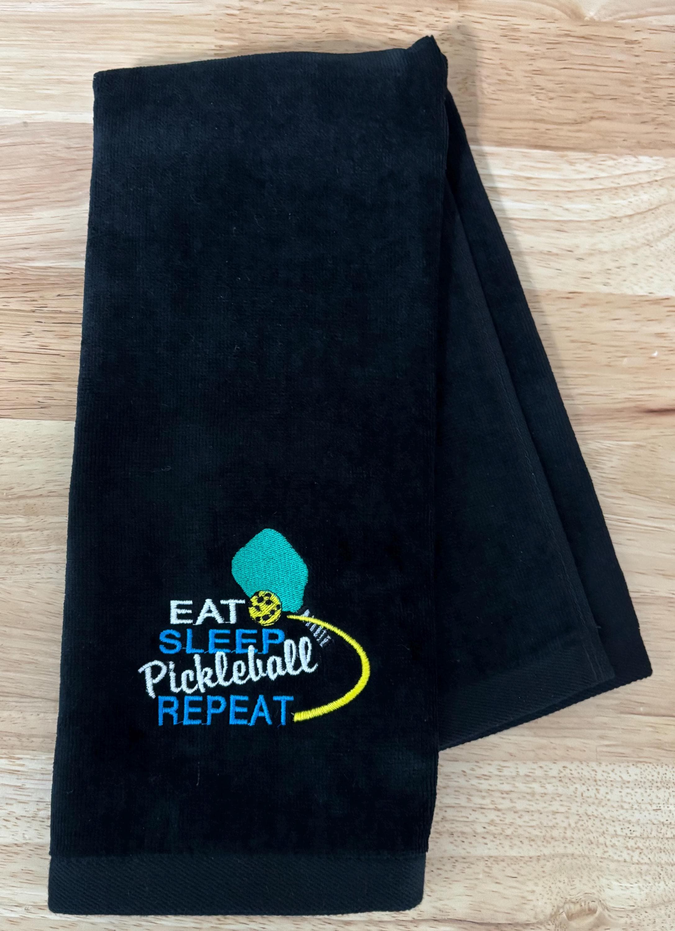Pickleball Custom Embroidered Towel |Eat, Sleep, Pickleball Repeat