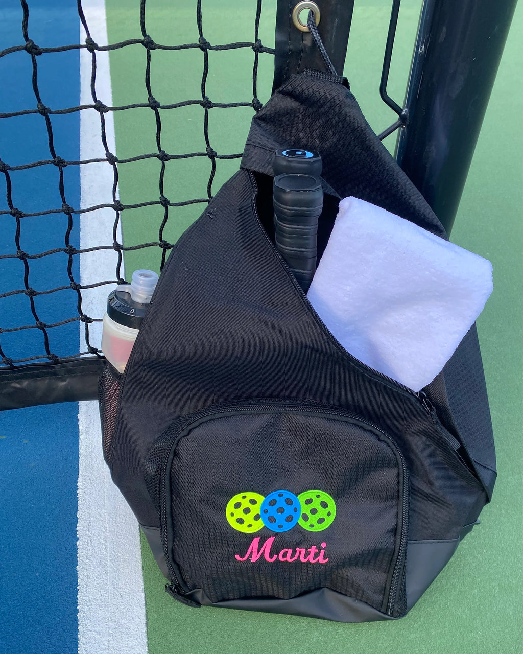 Custom Embroidered Pickleball Sling Bag: Polyester Canvas Backpack