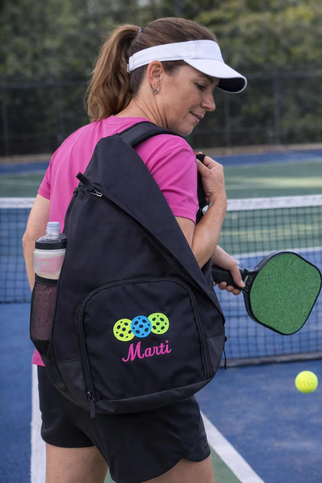 Custom Embroidered Pickleball Sling Bag: Polyester Canvas Backpack