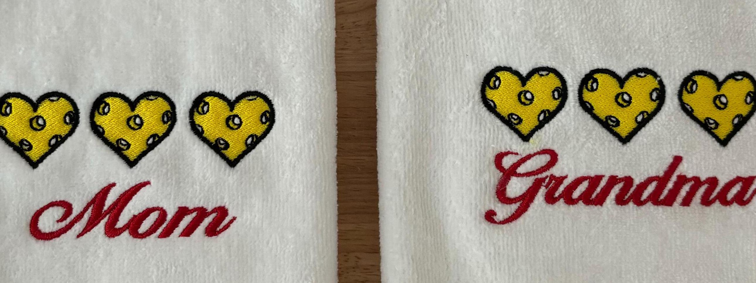 Pickleball Mom or Grandma Towel – Personalized Embroidered Pickleball Gift