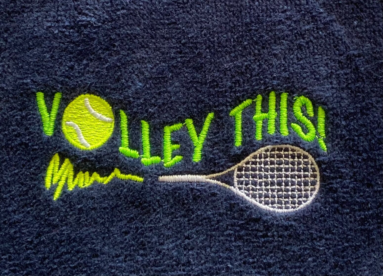 Embroidered Tennis Towel -"Volley This!" Cotton Velour Custom Towel
