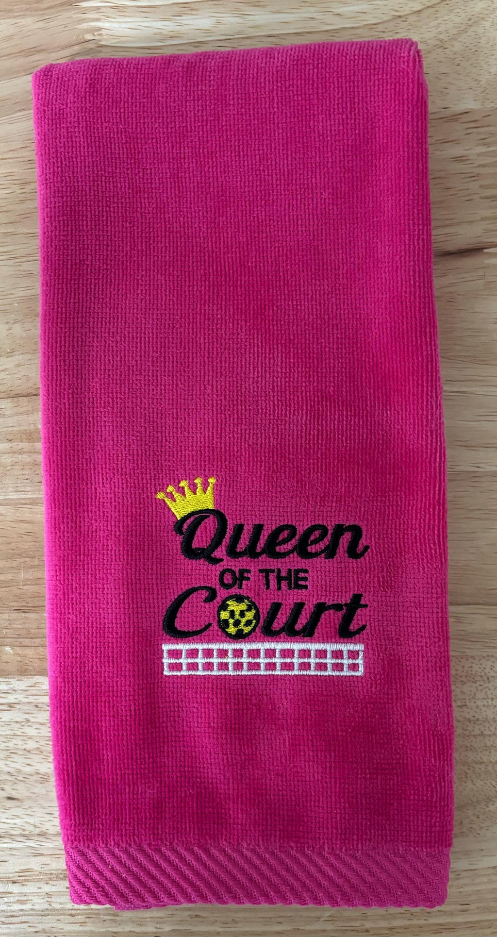 Personalized Pickleball Towel – “Queen of the Court” Embroidered Gift