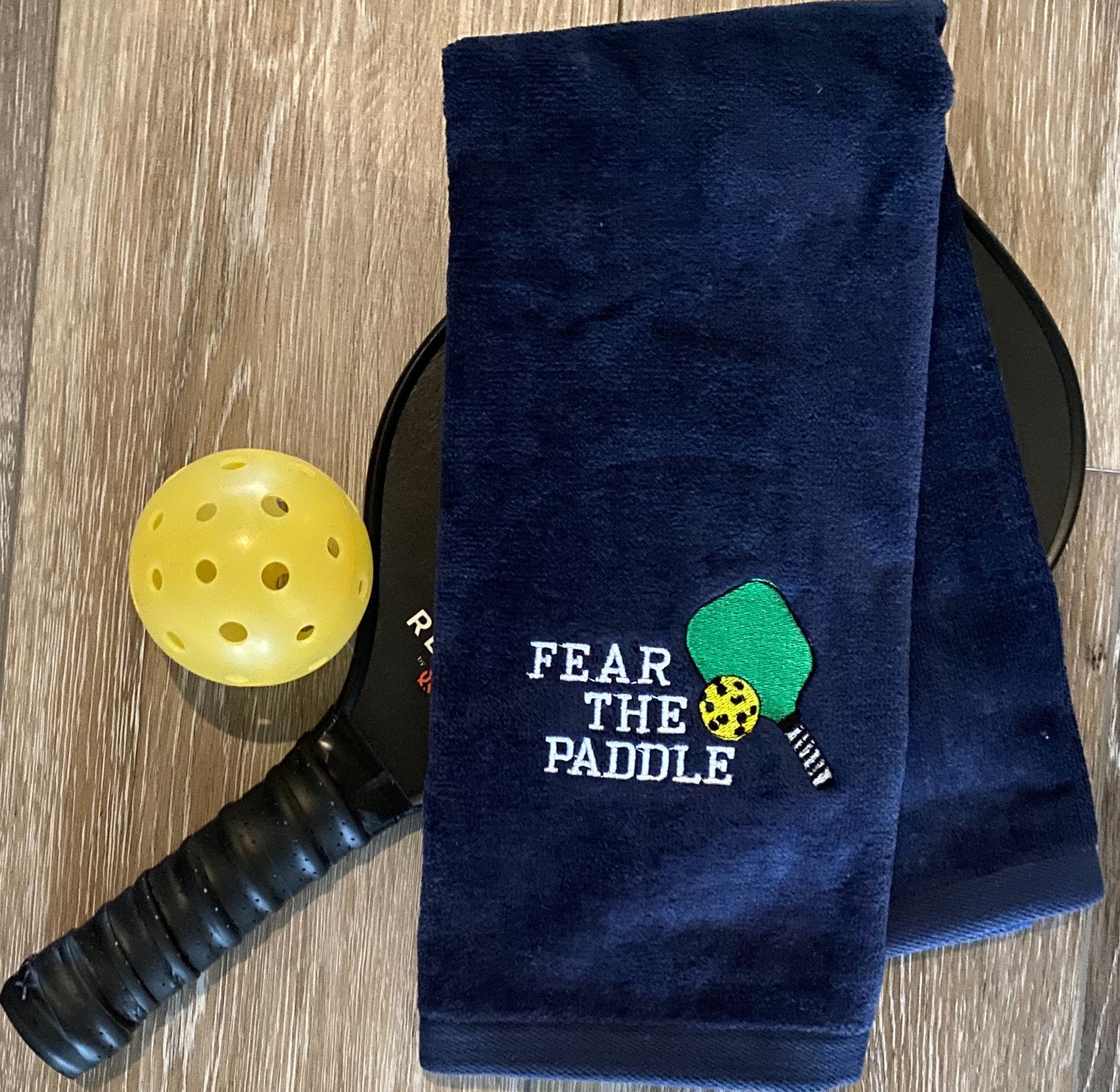 Personalized Pickleball Towel – Navy Embroidered - Fear The Paddle Pickleball Gift