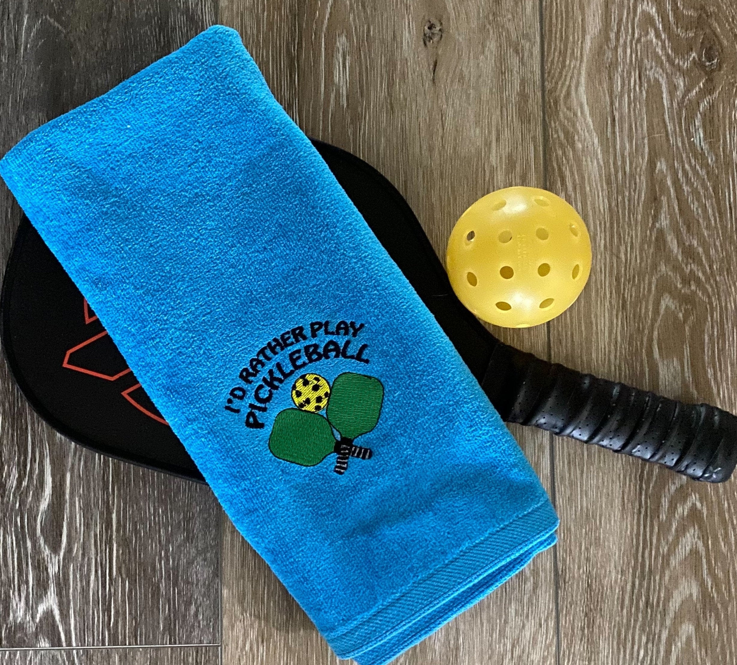 Embroidered Pickleball Towel: Personalized Cotton Velour, "I'd Rather Play"