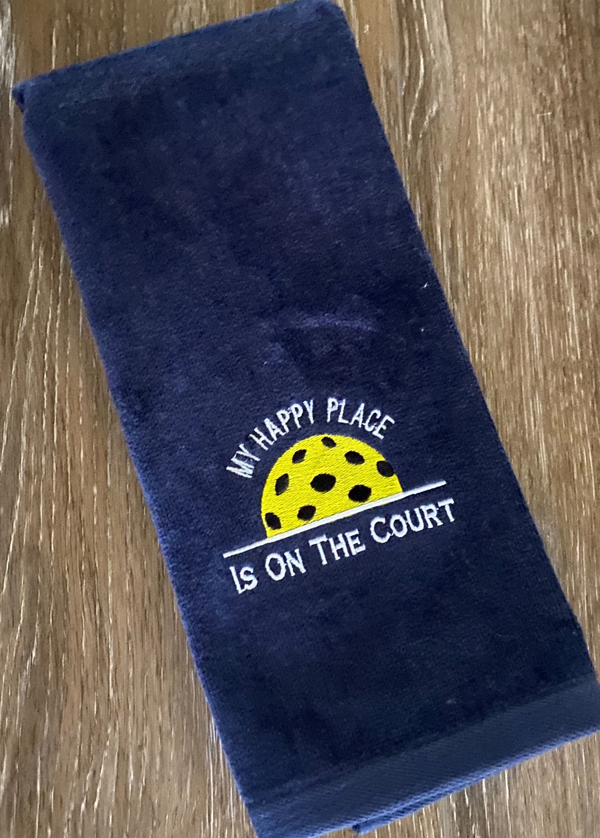 Personalized Pickleball Towel | Embroidered Cotton Sports Gift |My Happy Place is on the Court